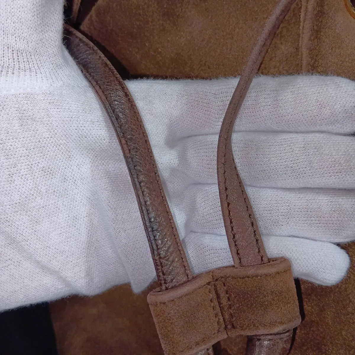 Coco Mark Suede Chain Backpack, Brown with Gold Hardware — view 15