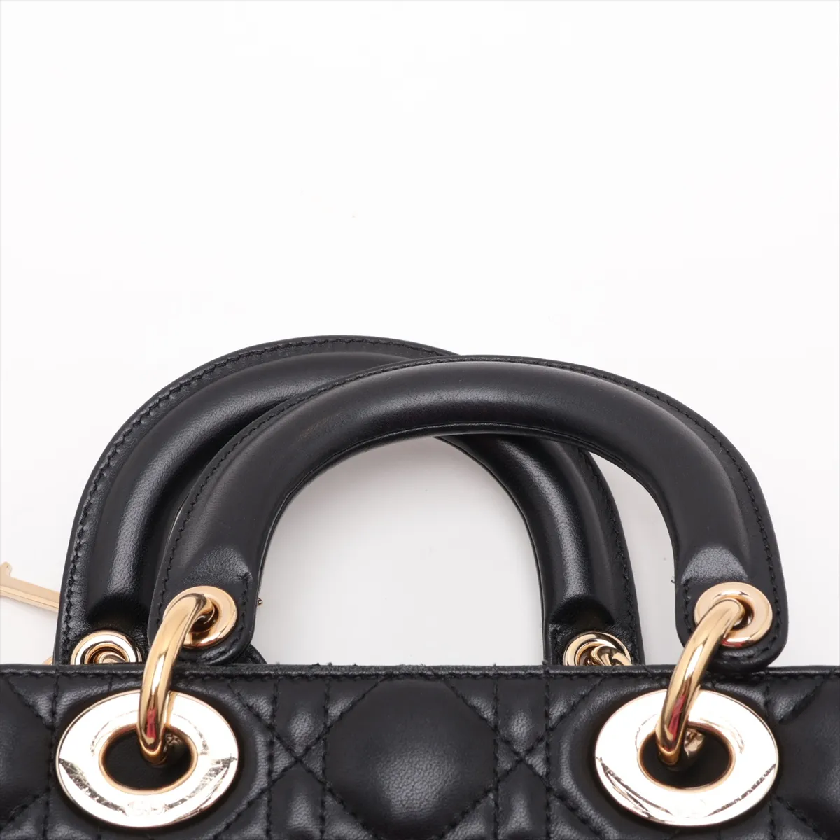 Lady D Joy Leather 2-Way Handbag, Black — view 6