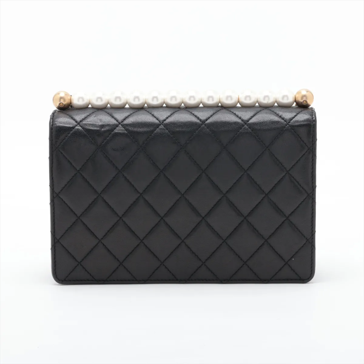 Matelassé Lambskin Chain Shoulder Bag, Pearl Black with Gold Hardware, 27861620, Serial Number 27 — view 2