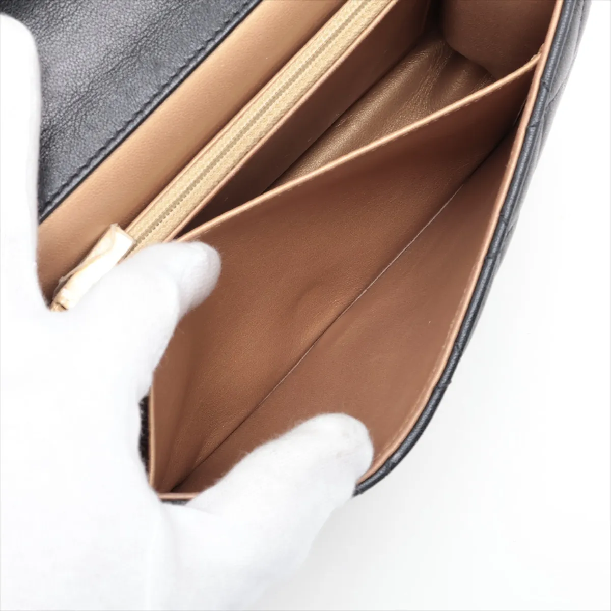 Matelassé Lambskin Chain Shoulder Bag, Pearl Black with Gold Hardware, 27861620, Serial Number 27 — view 7