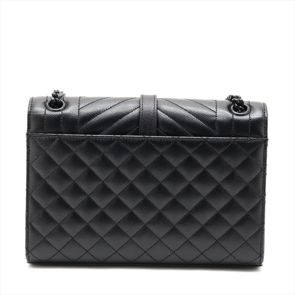 Envelope Leather Chain Shoulder Bag, Black 600185 — view 2