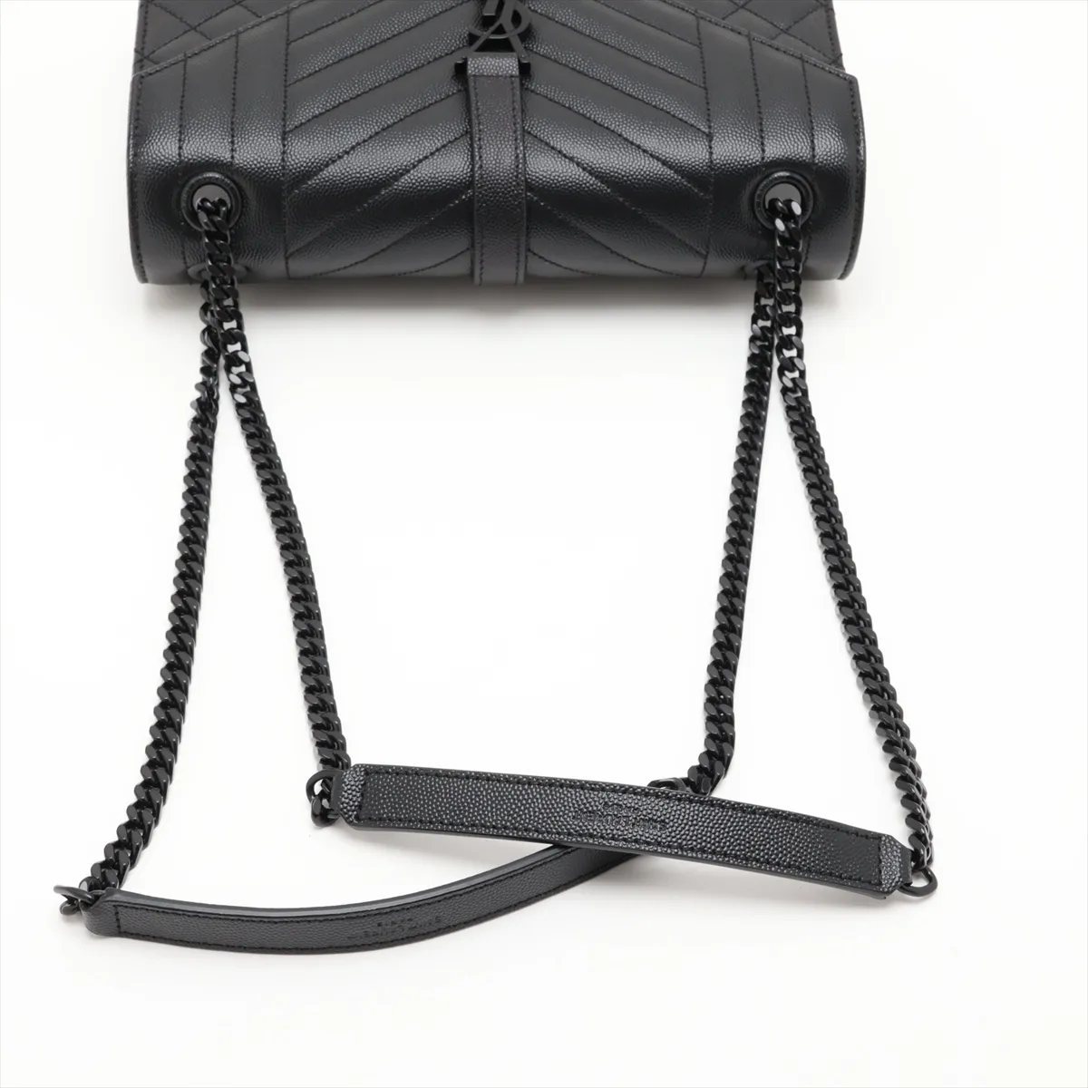 Envelope Leather Chain Shoulder Bag, Black 600185 — view 5