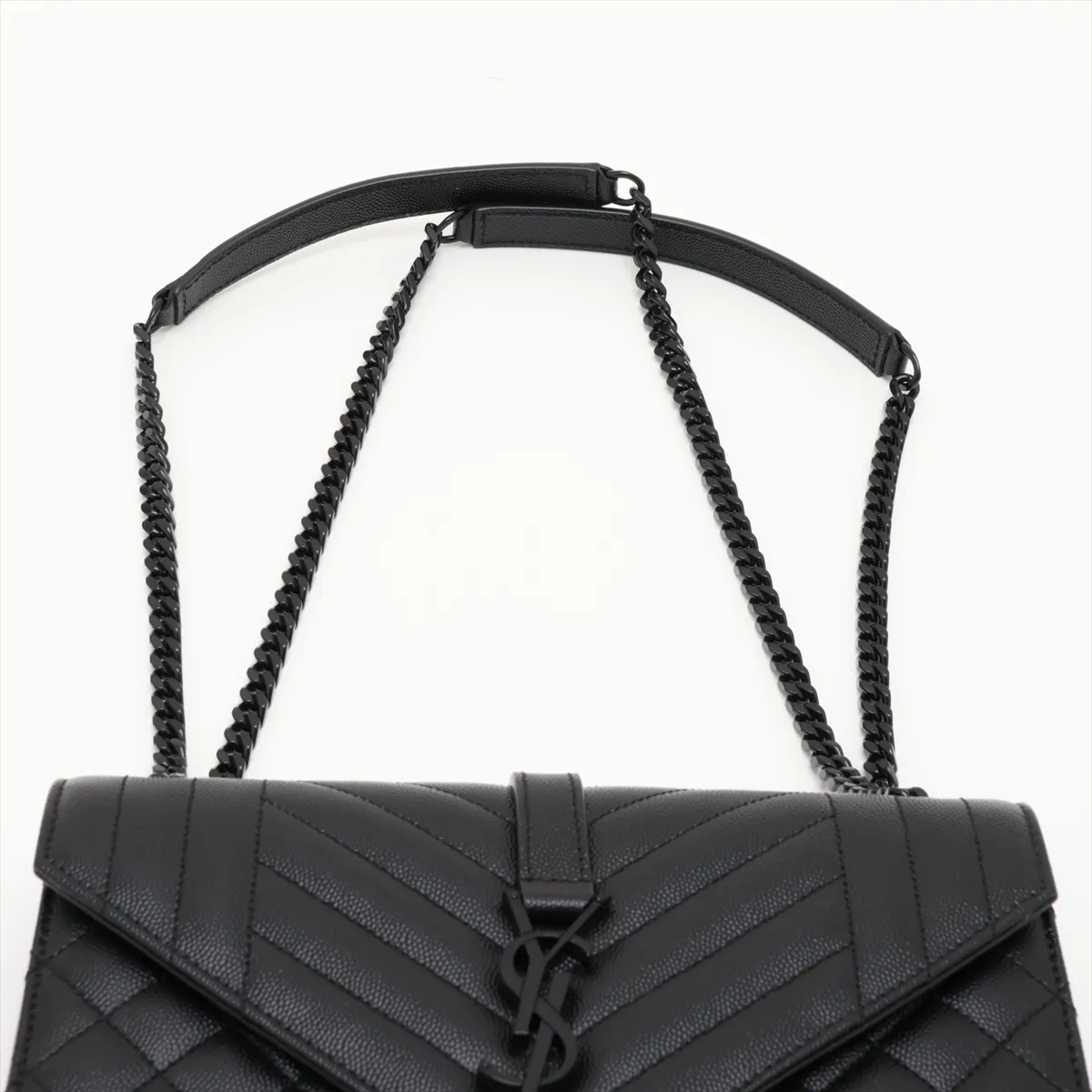 Envelope Leather Chain Shoulder Bag, Black 600185 — view 6