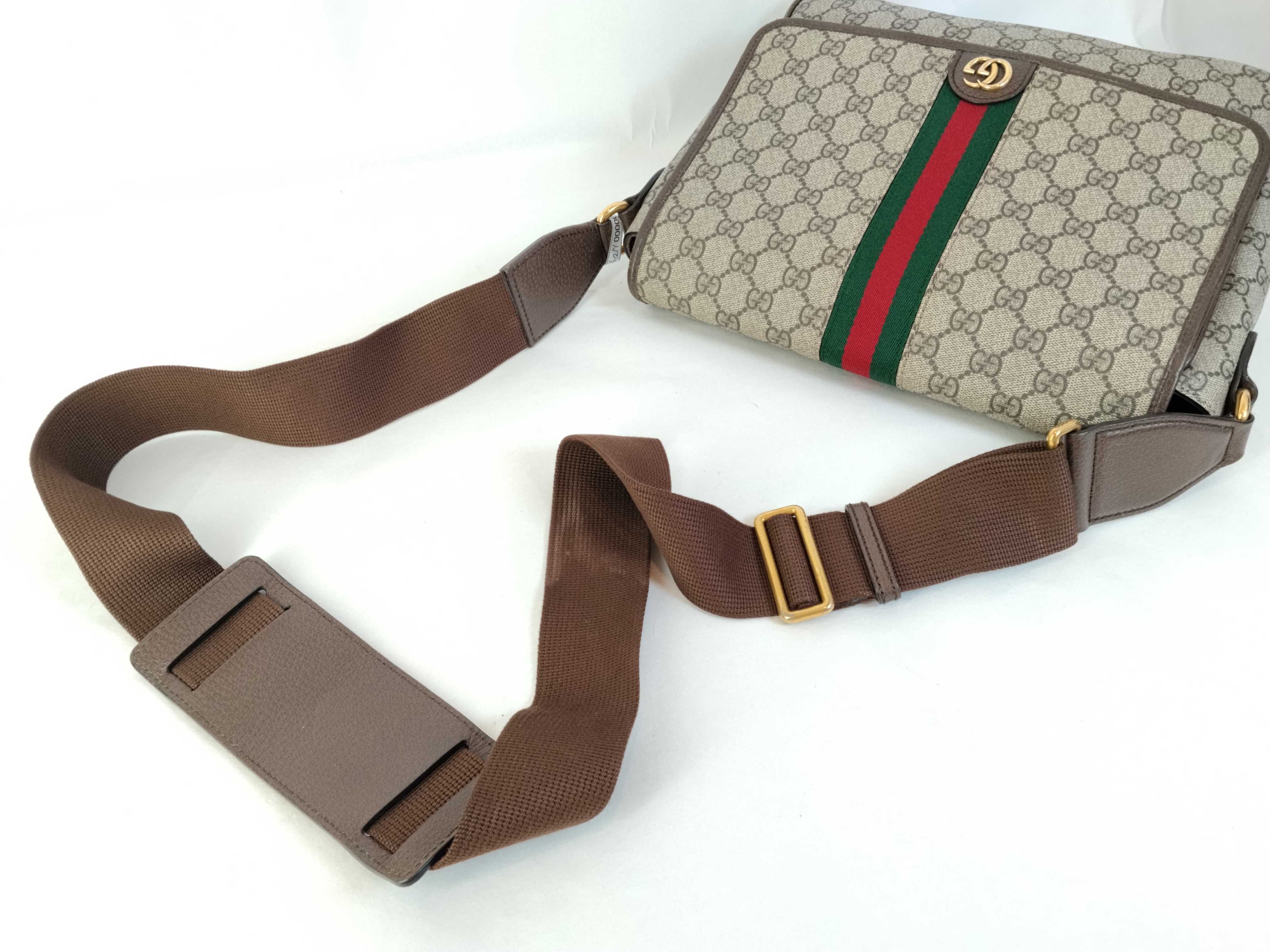 GG Supreme PH- GG Supreme Monogram Canvas Textured Dollar Ophidia Messenger Bag (Bei Shoulder Bag) — view 3