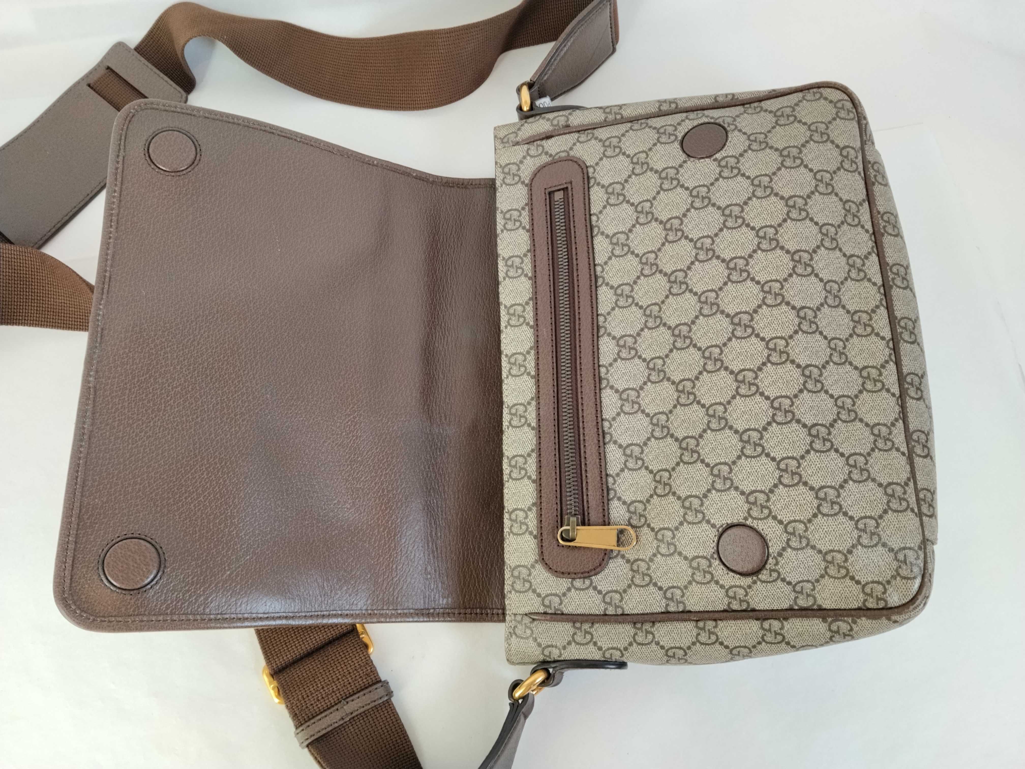 GG Supreme PH- GG Supreme Monogram Canvas Textured Dollar Ophidia Messenger Bag (Bei Shoulder Bag) — view 8