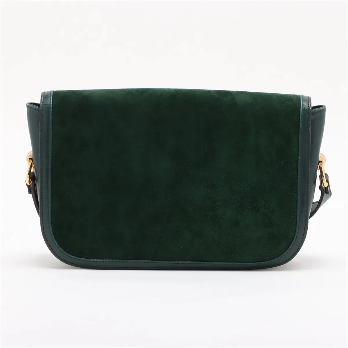 Old Gucci Suede x Leather Shoulder Bag Green — view 2