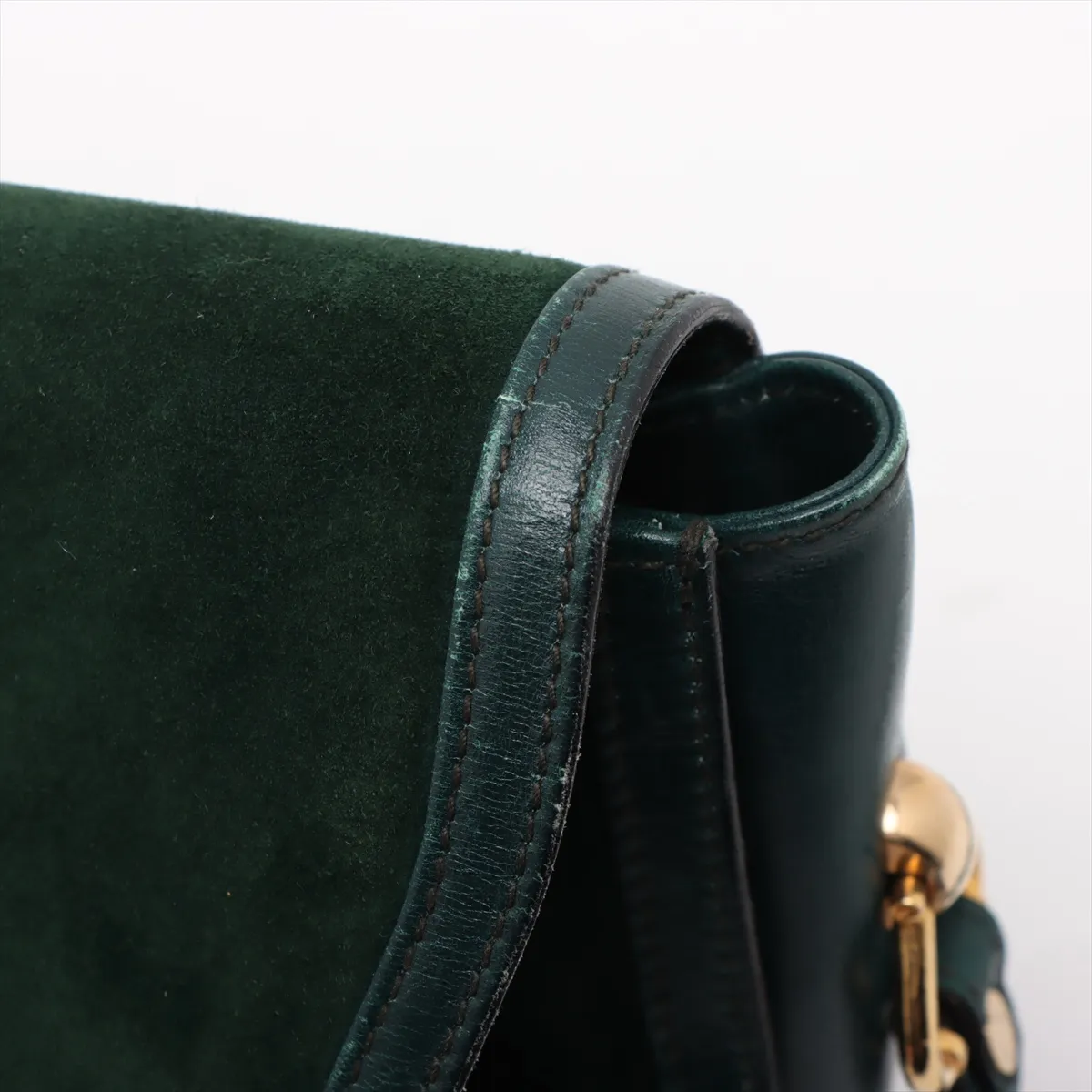Old Gucci Suede x Leather Shoulder Bag Green — view 11