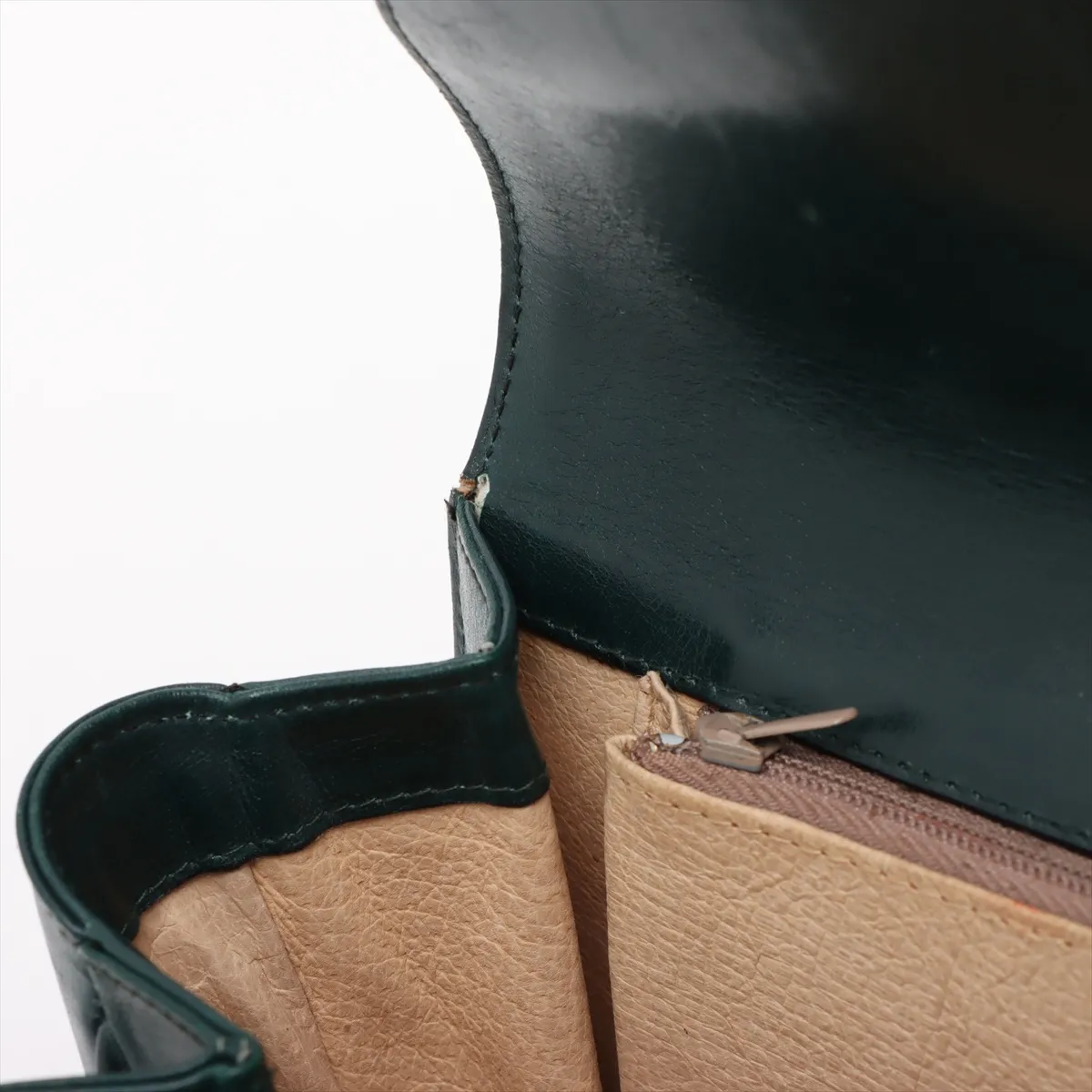 Old Gucci Suede x Leather Shoulder Bag Green — view 12