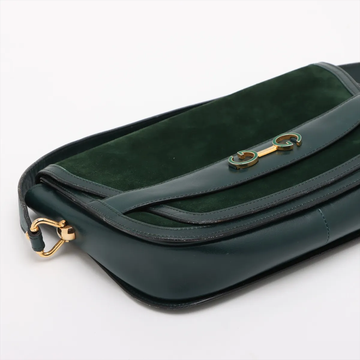 Old Gucci Suede x Leather Shoulder Bag Green — view 4