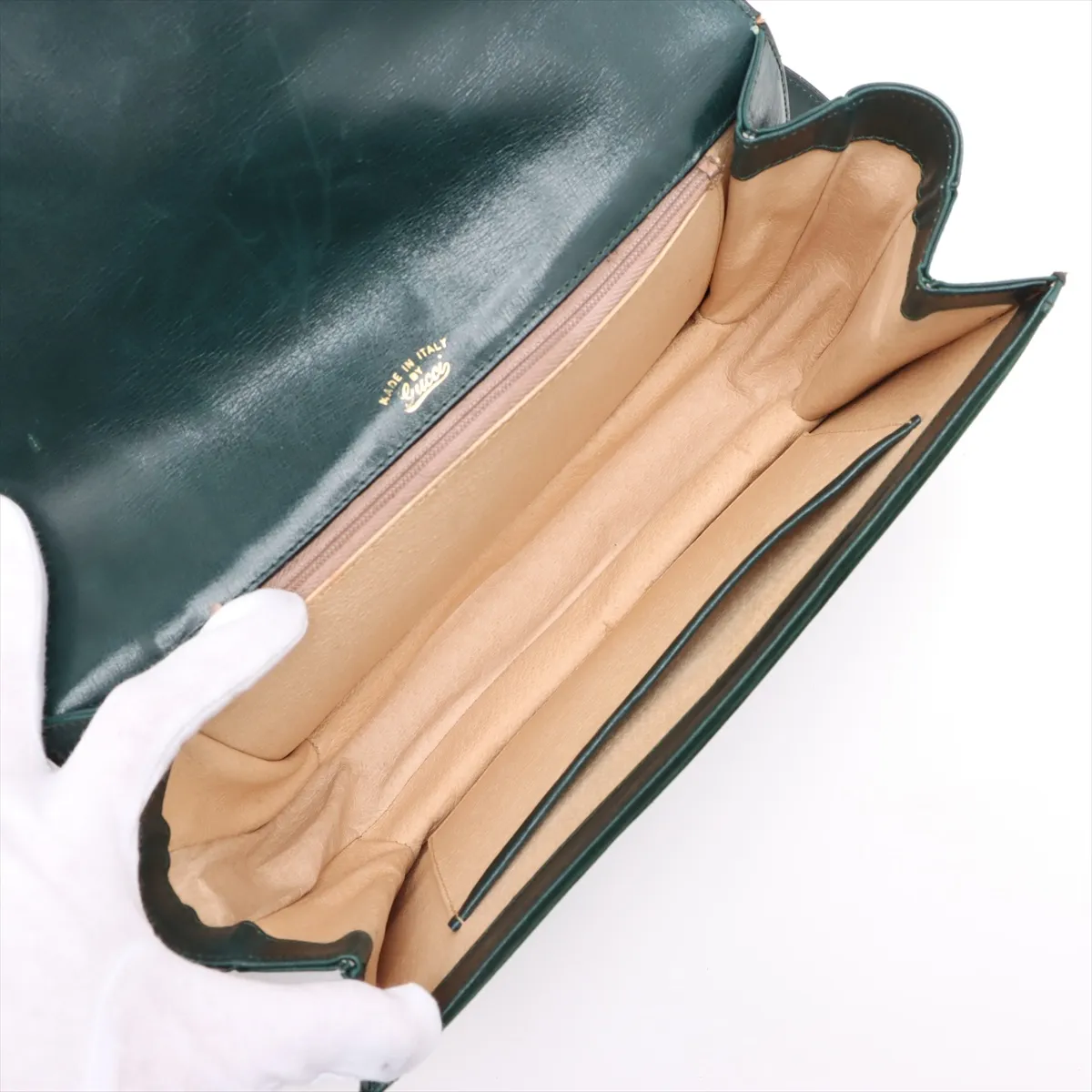 Old Gucci Suede x Leather Shoulder Bag Green — view 6
