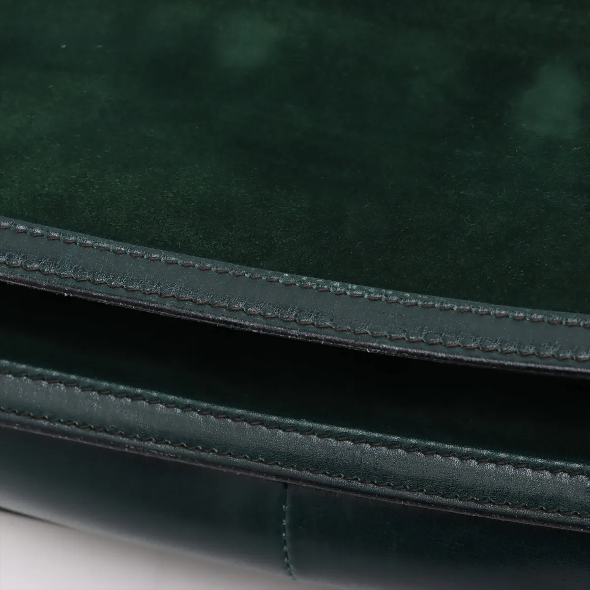 Old Gucci Suede x Leather Shoulder Bag Green — view 10