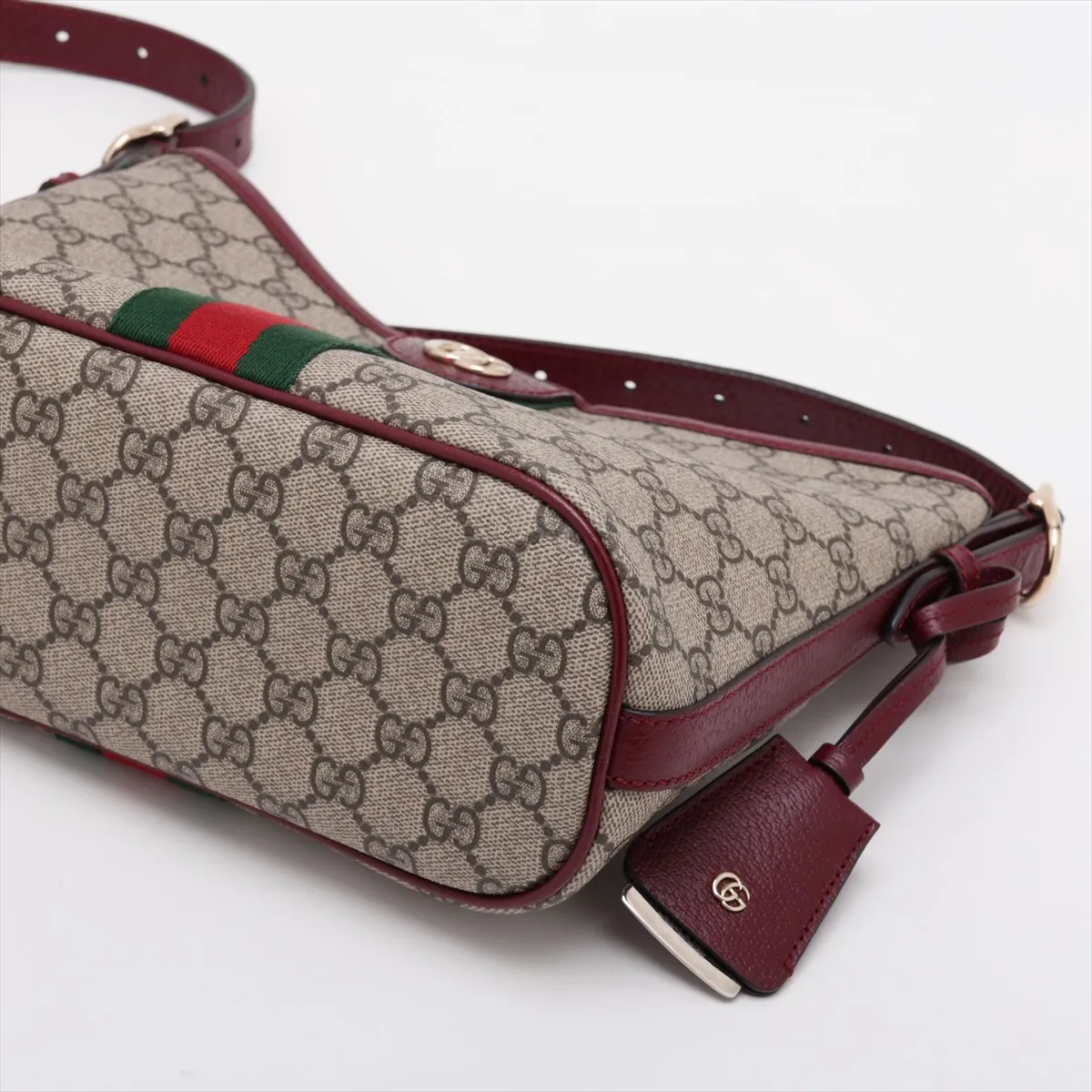 GG Supreme Ophidia PVC x Leather Shoulder Bag, Beige x Bordeaux, 836872 — view 3