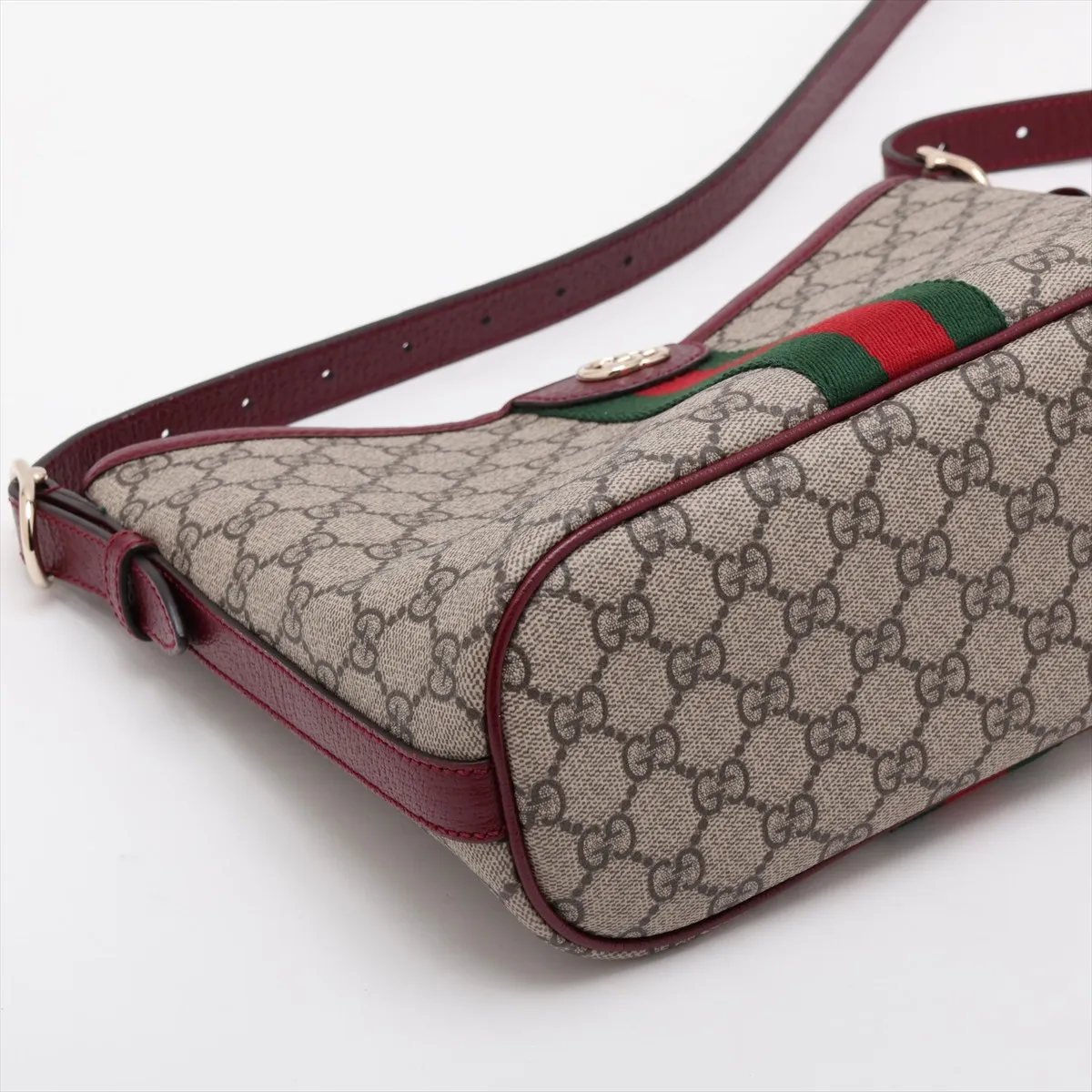 GG Supreme Ophidia PVC x Leather Shoulder Bag, Beige x Bordeaux, 836872 — view 4