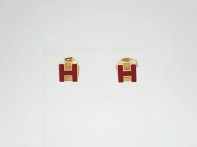 Earrings, Cage d'H, H-cube, Red, Gold