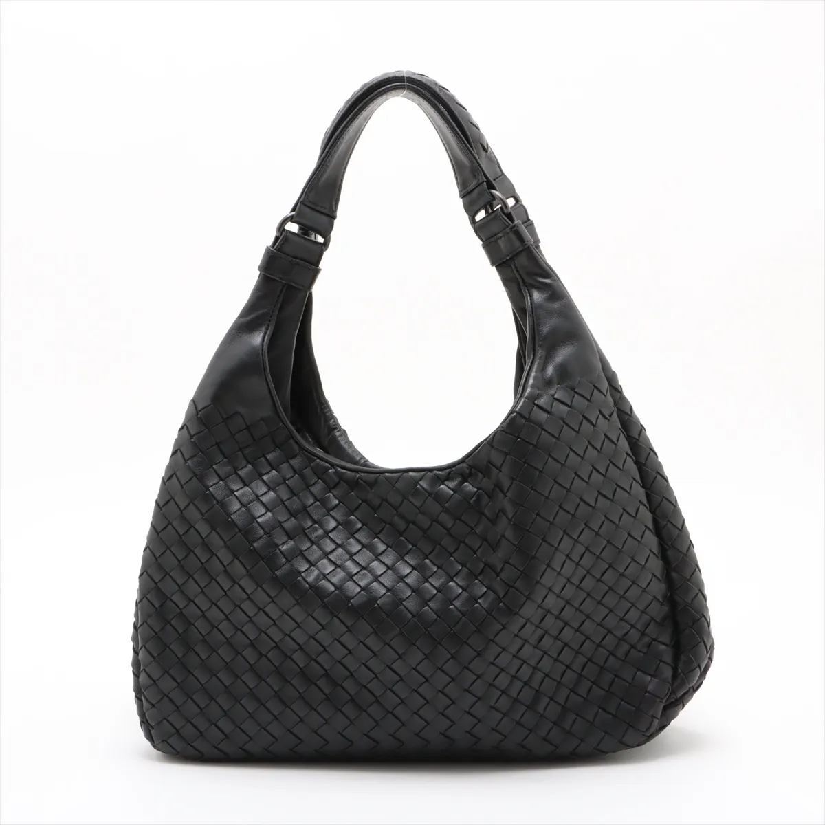 Intrecciato Campana Leather Tote Bag Black 125787 — view 2
