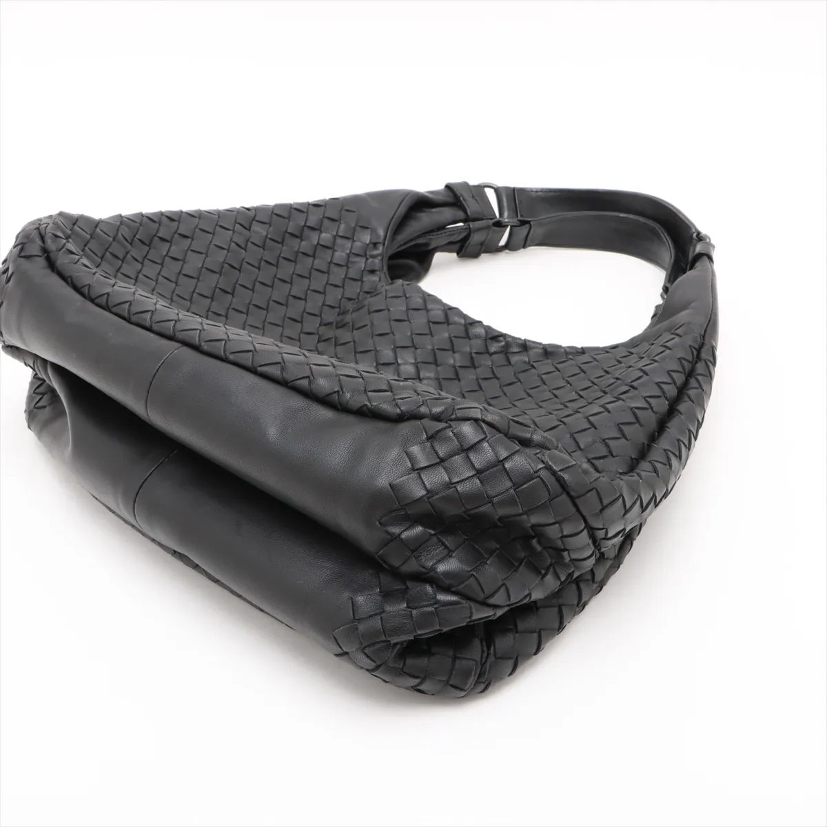 Intrecciato Campana Leather Tote Bag Black 125787 — view 3