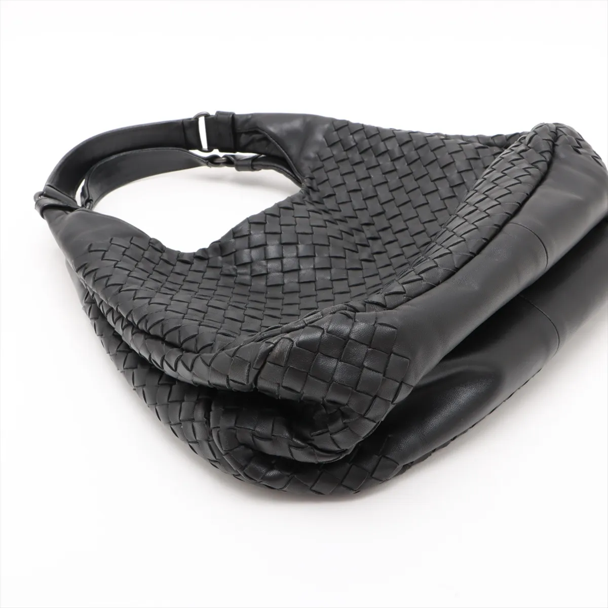 Intrecciato Campana Leather Tote Bag Black 125787 — view 4