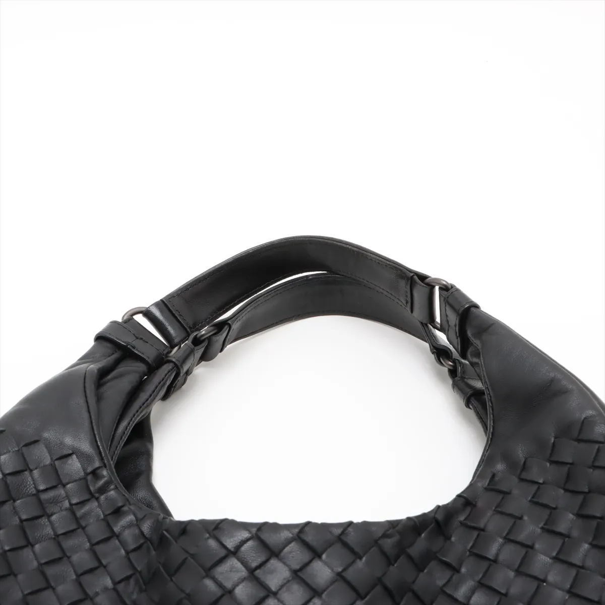Intrecciato Campana Leather Tote Bag Black 125787 — view 6