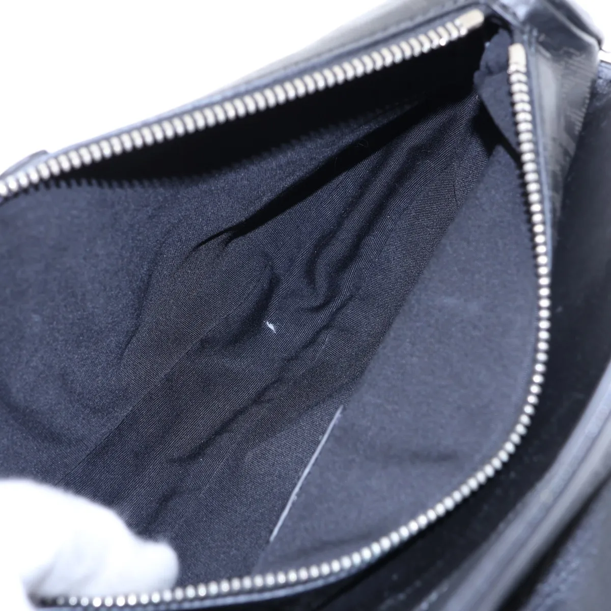 Oblique Saddle Leather Body Bag, Black — view 6