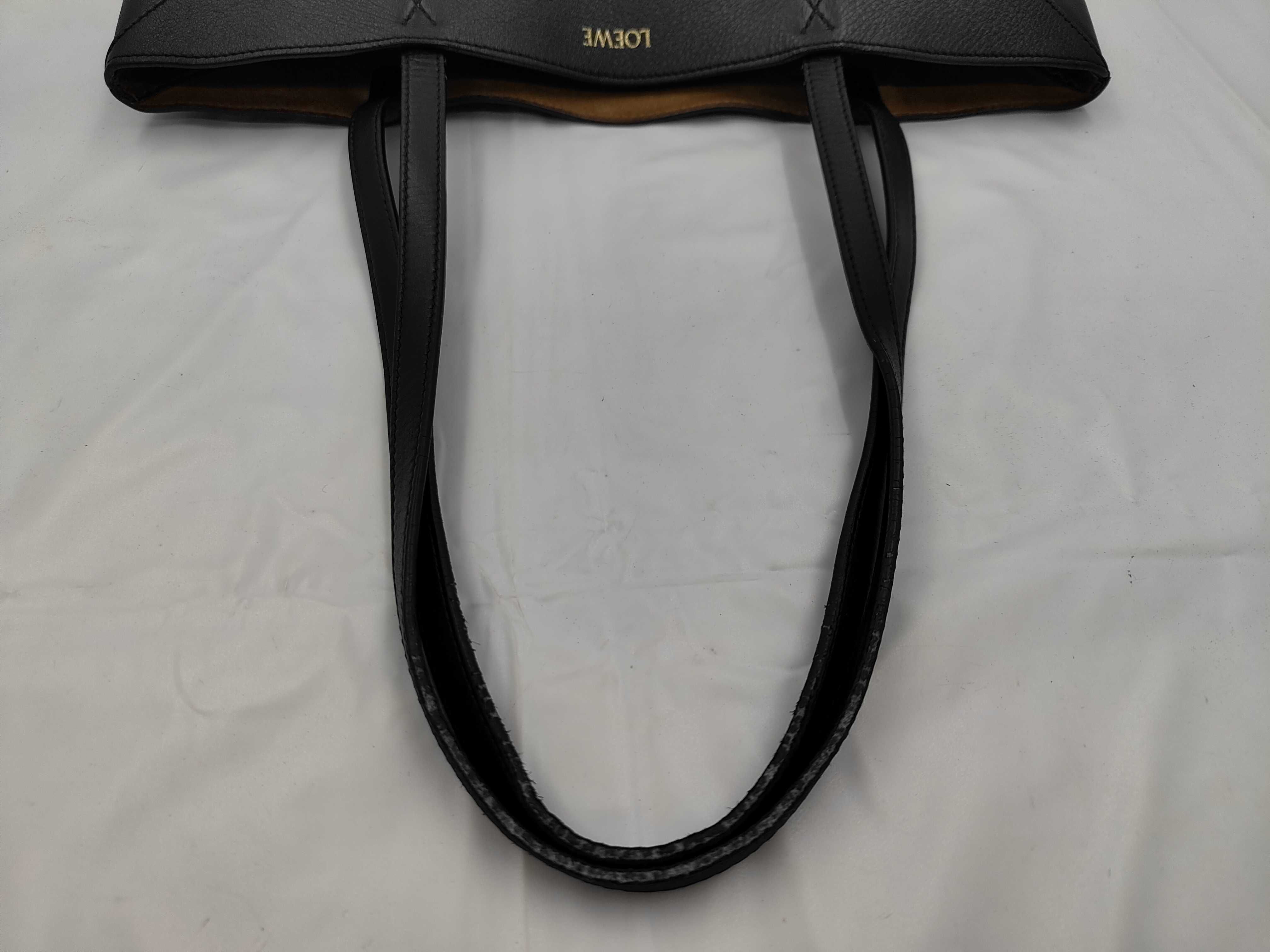 Puzzlefold Tote, Shiny Calf Leather Tote Bag, Black — view 3