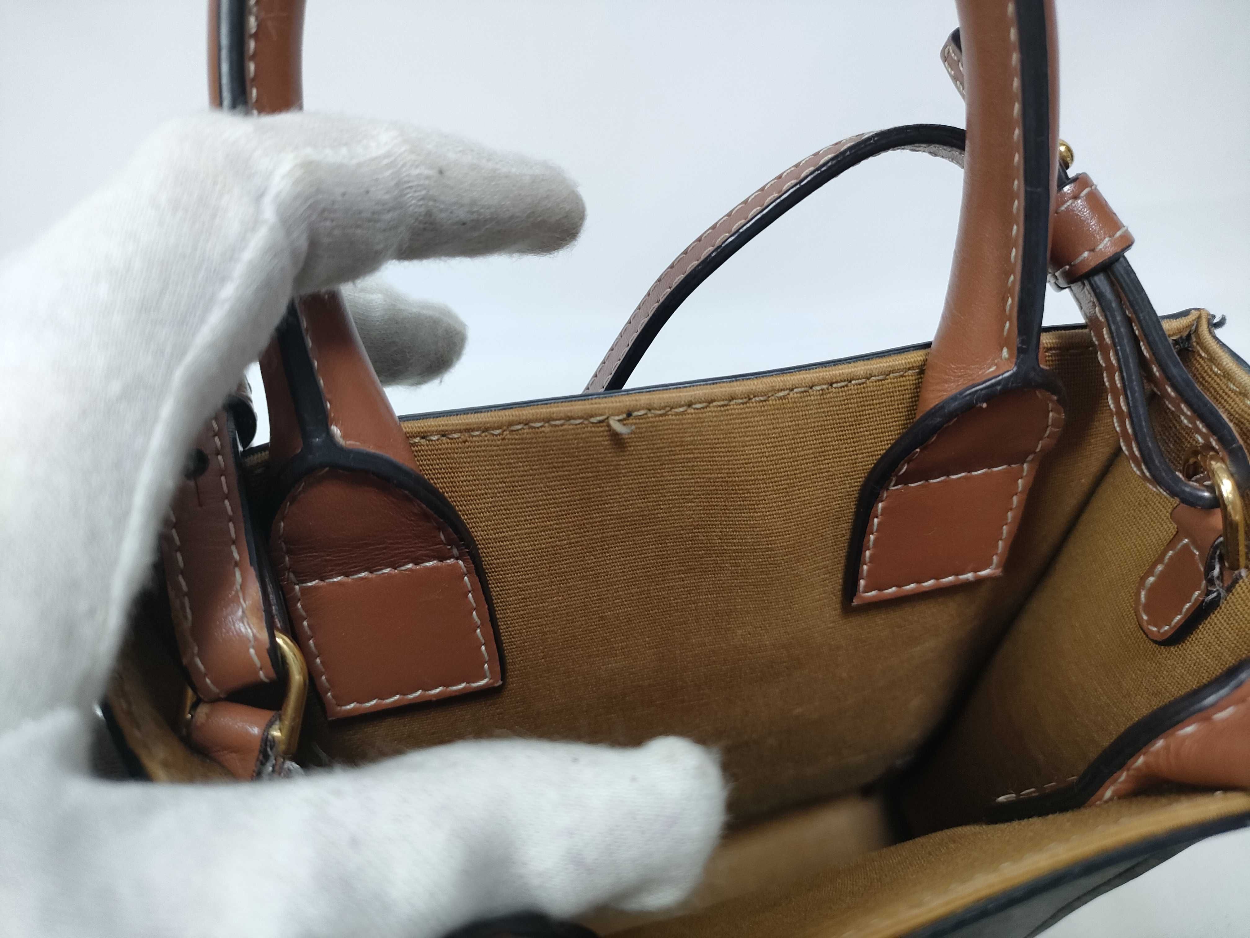 Triomphe Mini Vertical Cabas PVC x Leather 2-Way Handbag Brown Handbag — view 11