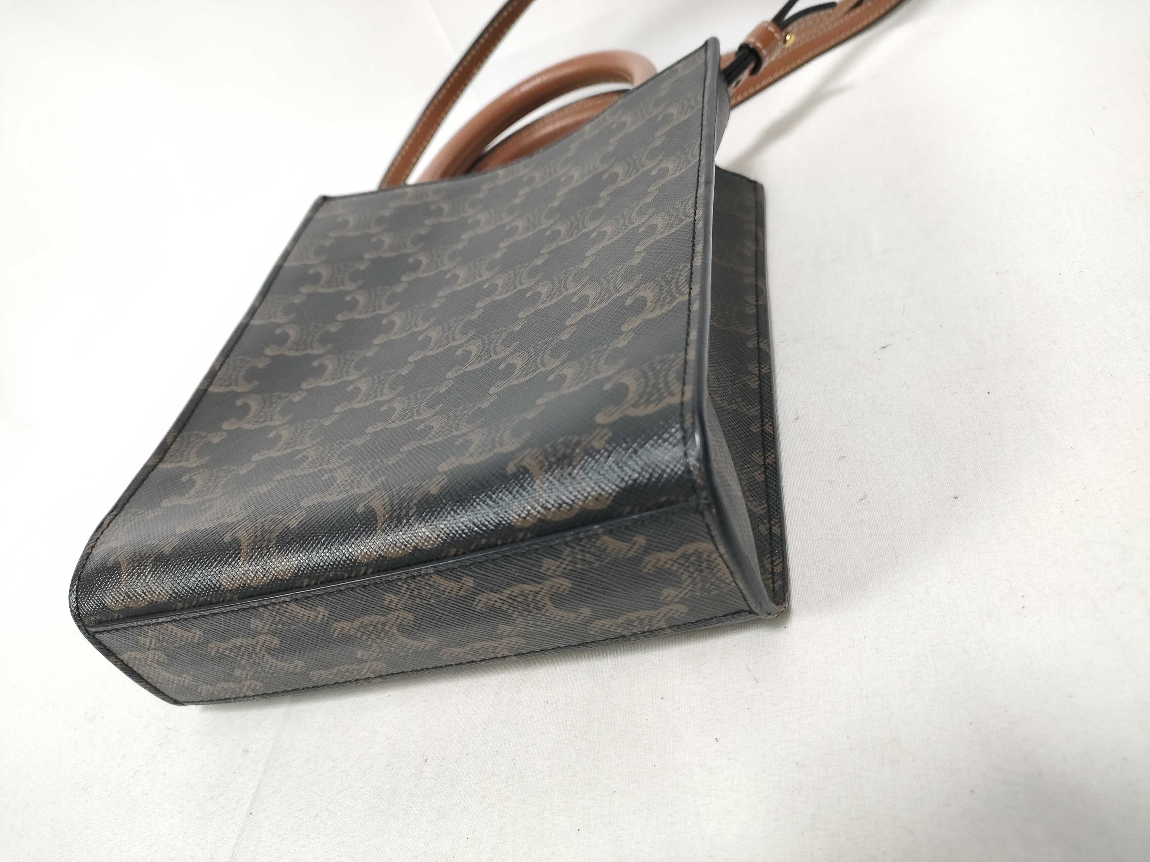 Triomphe Mini Vertical Cabas PVC x Leather 2-Way Handbag Brown Handbag — view 4