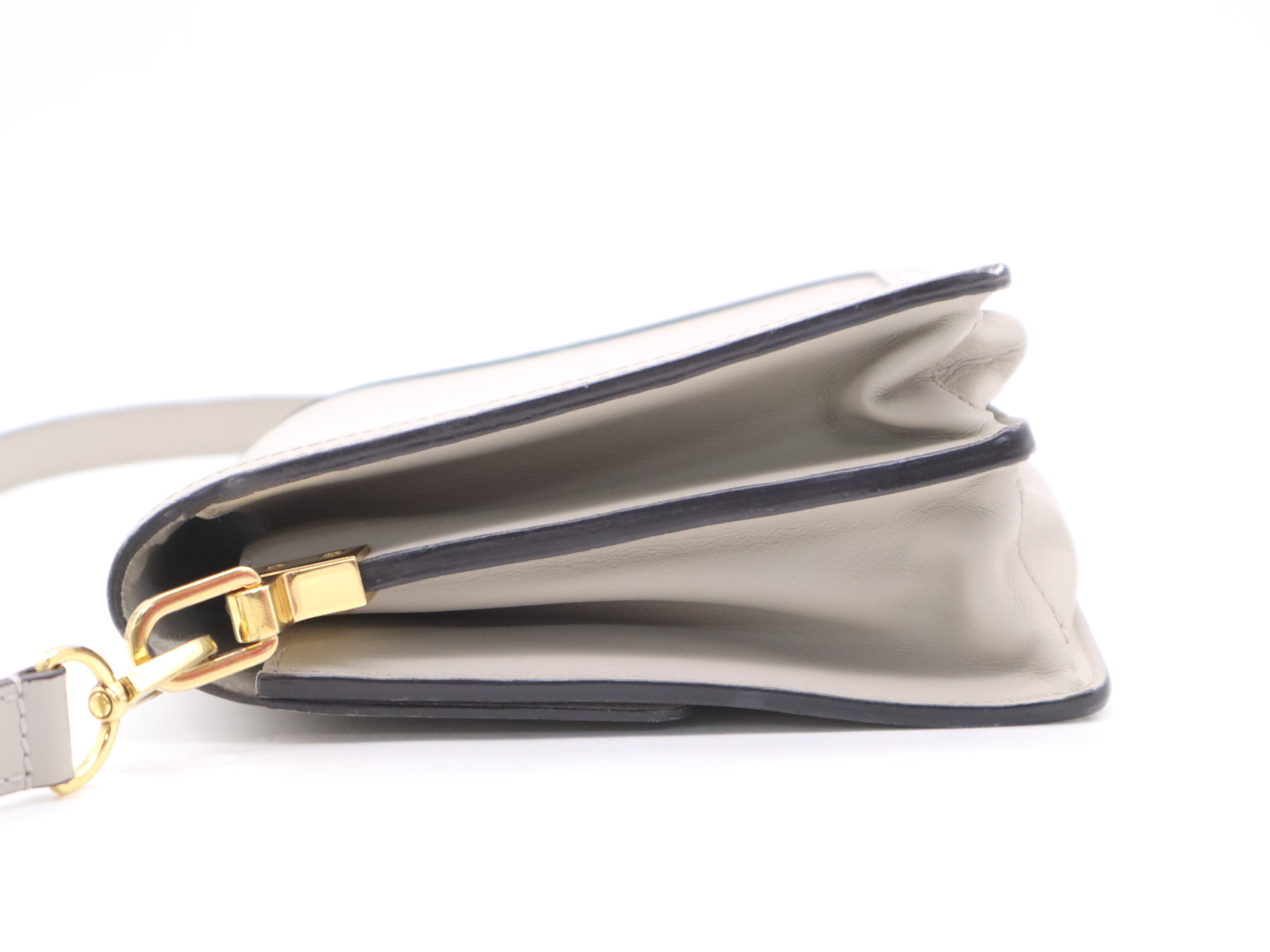 Calf Leather Dauphine MINI Grey Gold Hardware Shoulder Bag with Shoulder Strap — view 3