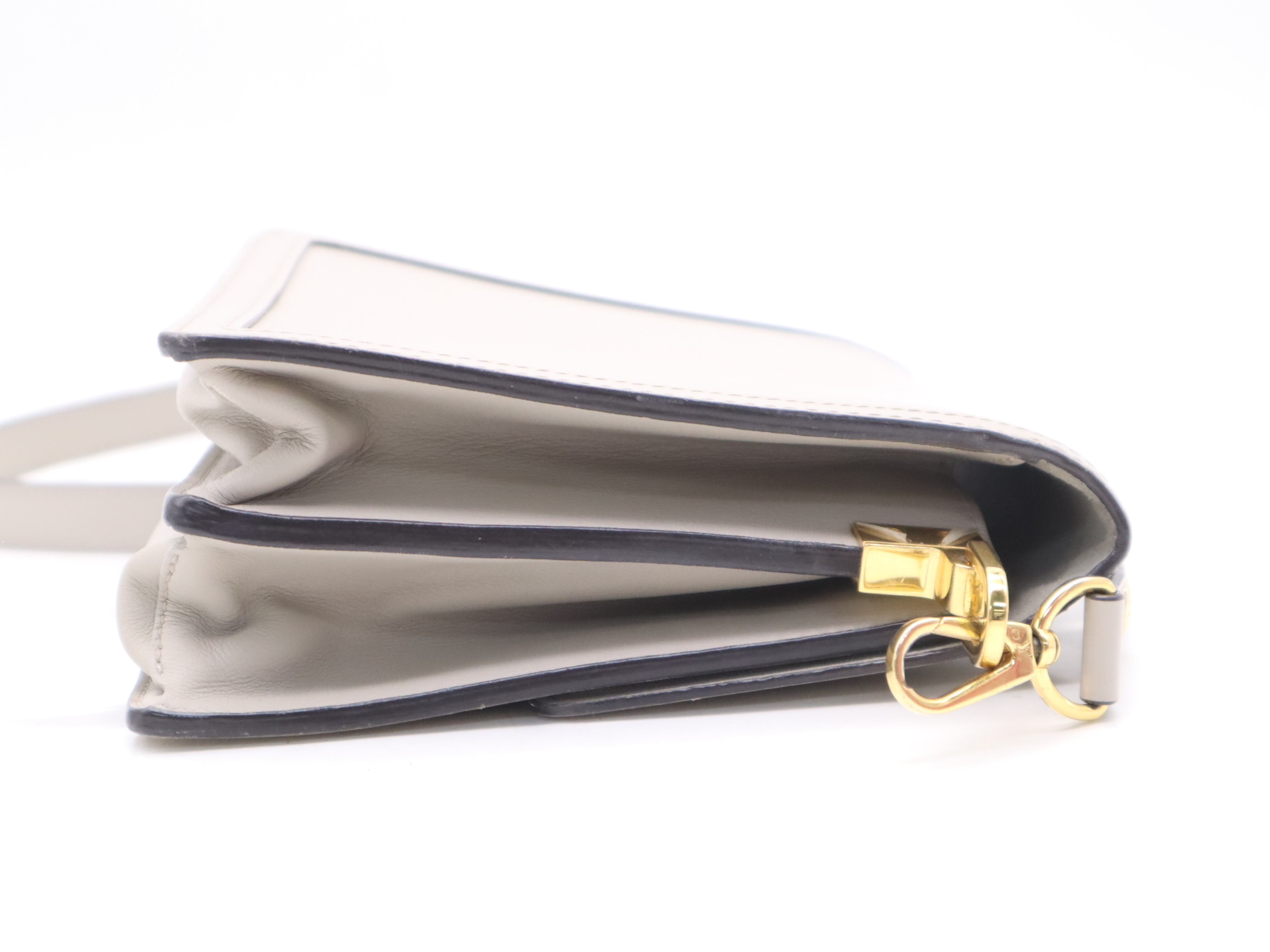 Calf Leather Dauphine MINI Grey Gold Hardware Shoulder Bag with Shoulder Strap — view 5