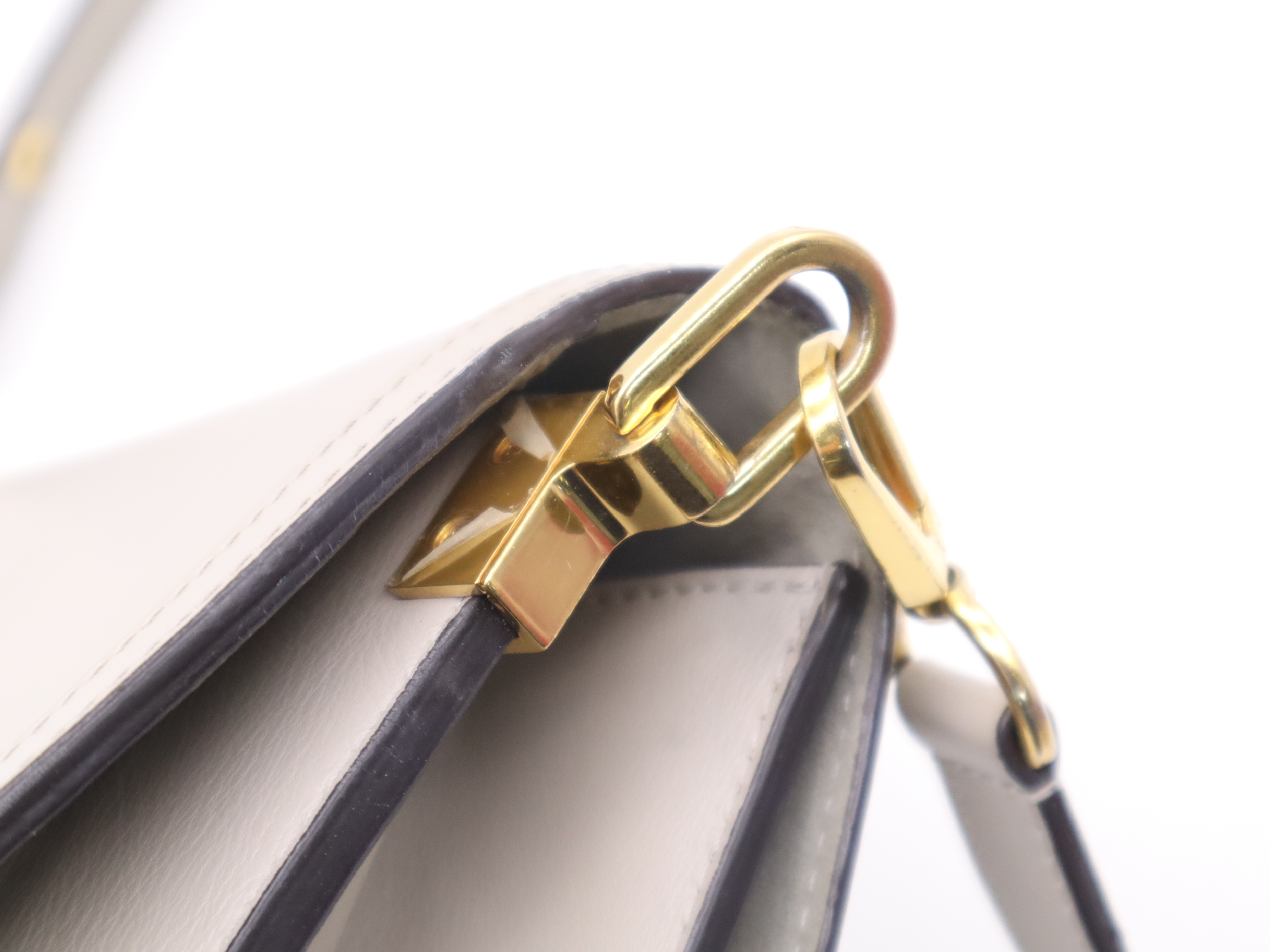 Calf Leather Dauphine MINI Grey Gold Hardware Shoulder Bag with Shoulder Strap — view 6