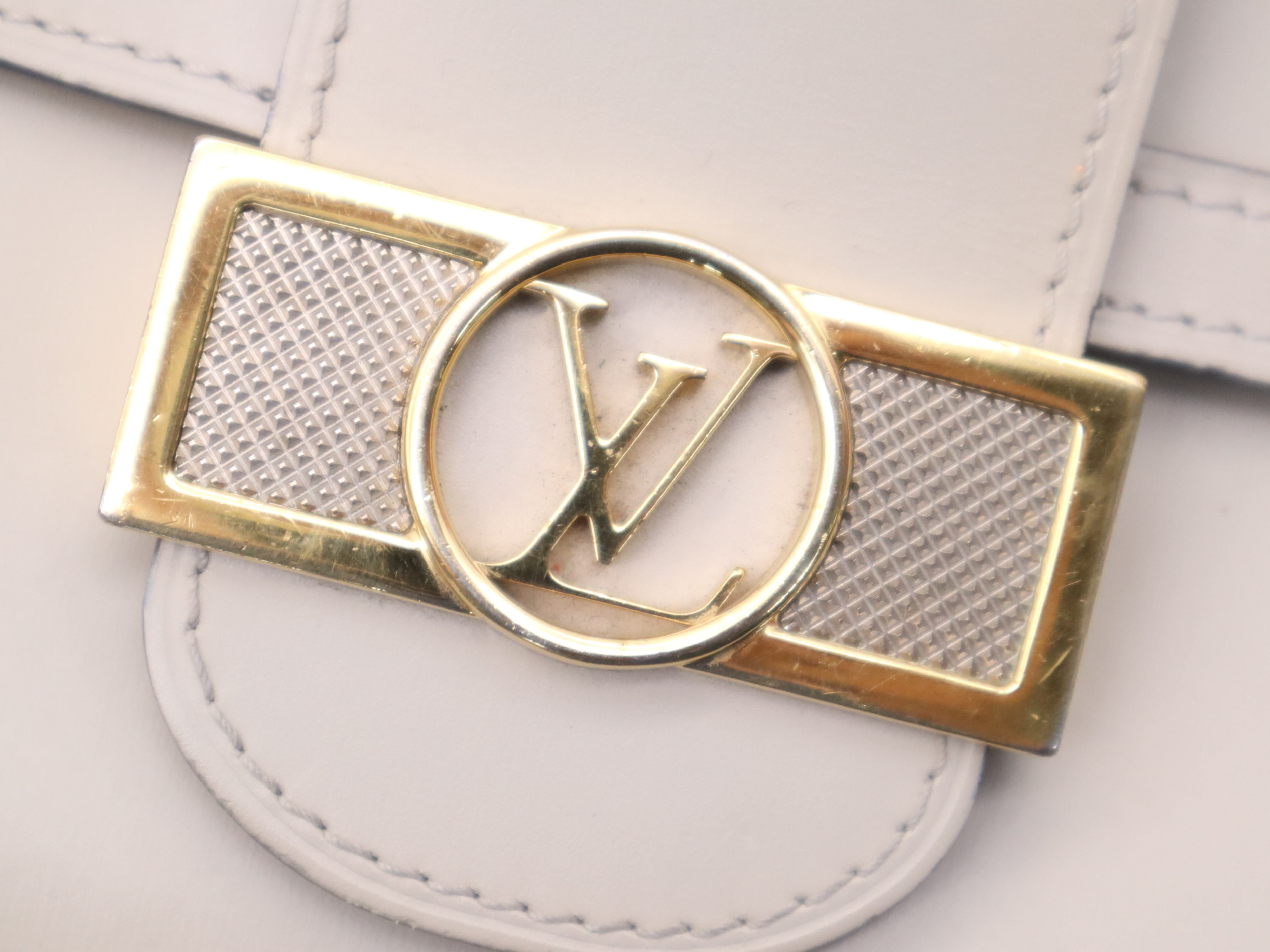 Calf Leather Dauphine MINI Grey Gold Hardware Shoulder Bag with Shoulder Strap — view 8