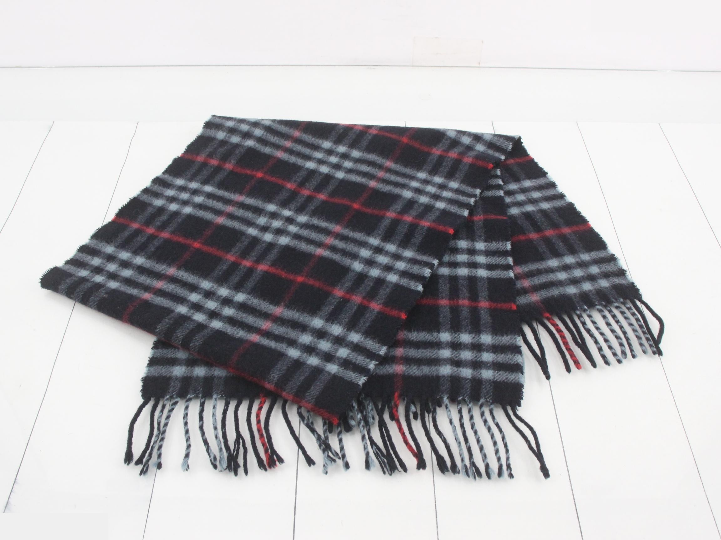 Tag attached, 100% cashmere check scarf — view 3