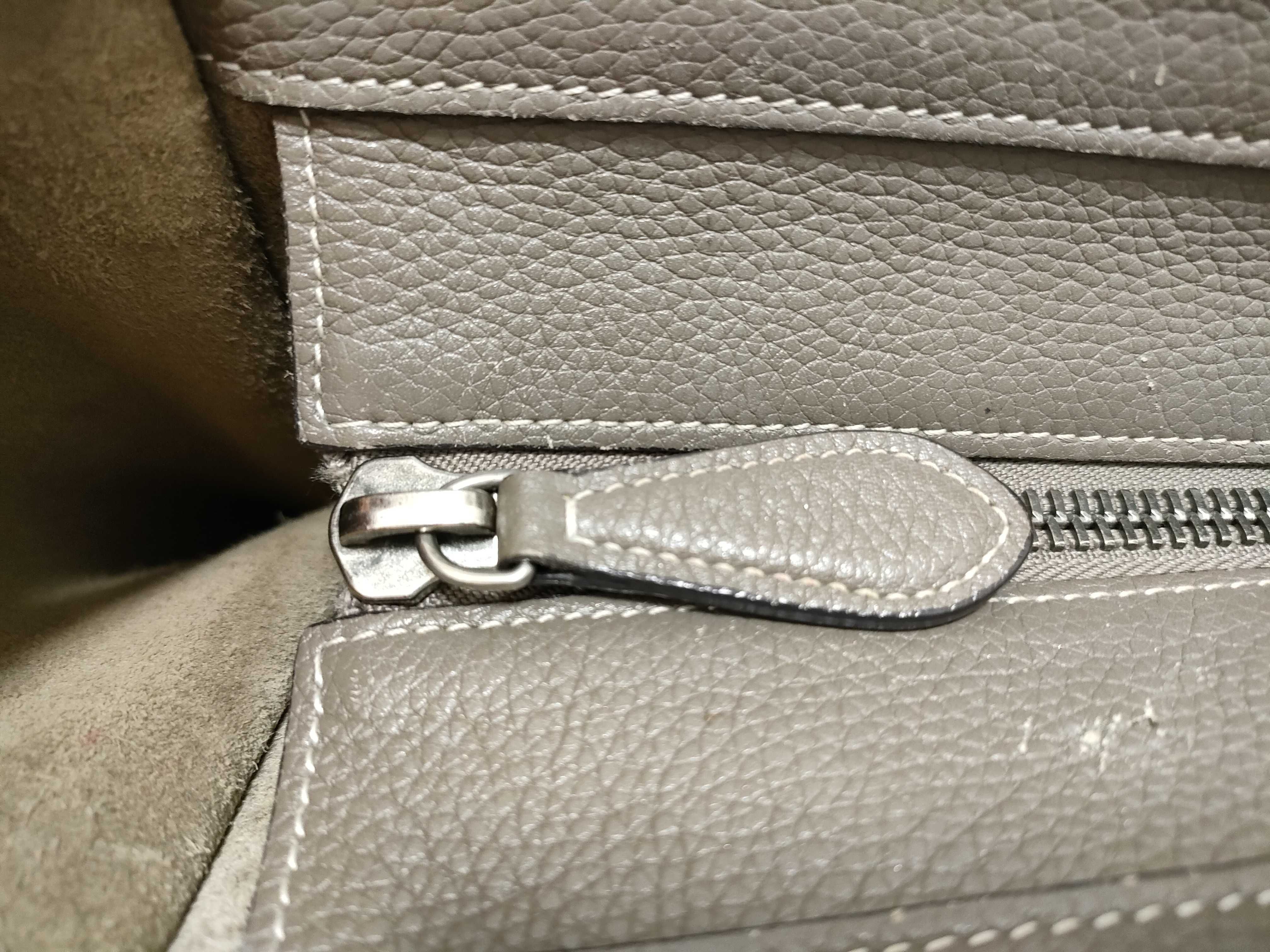 Luggage Micro Shopper Leather Handbag, Greige — view 15