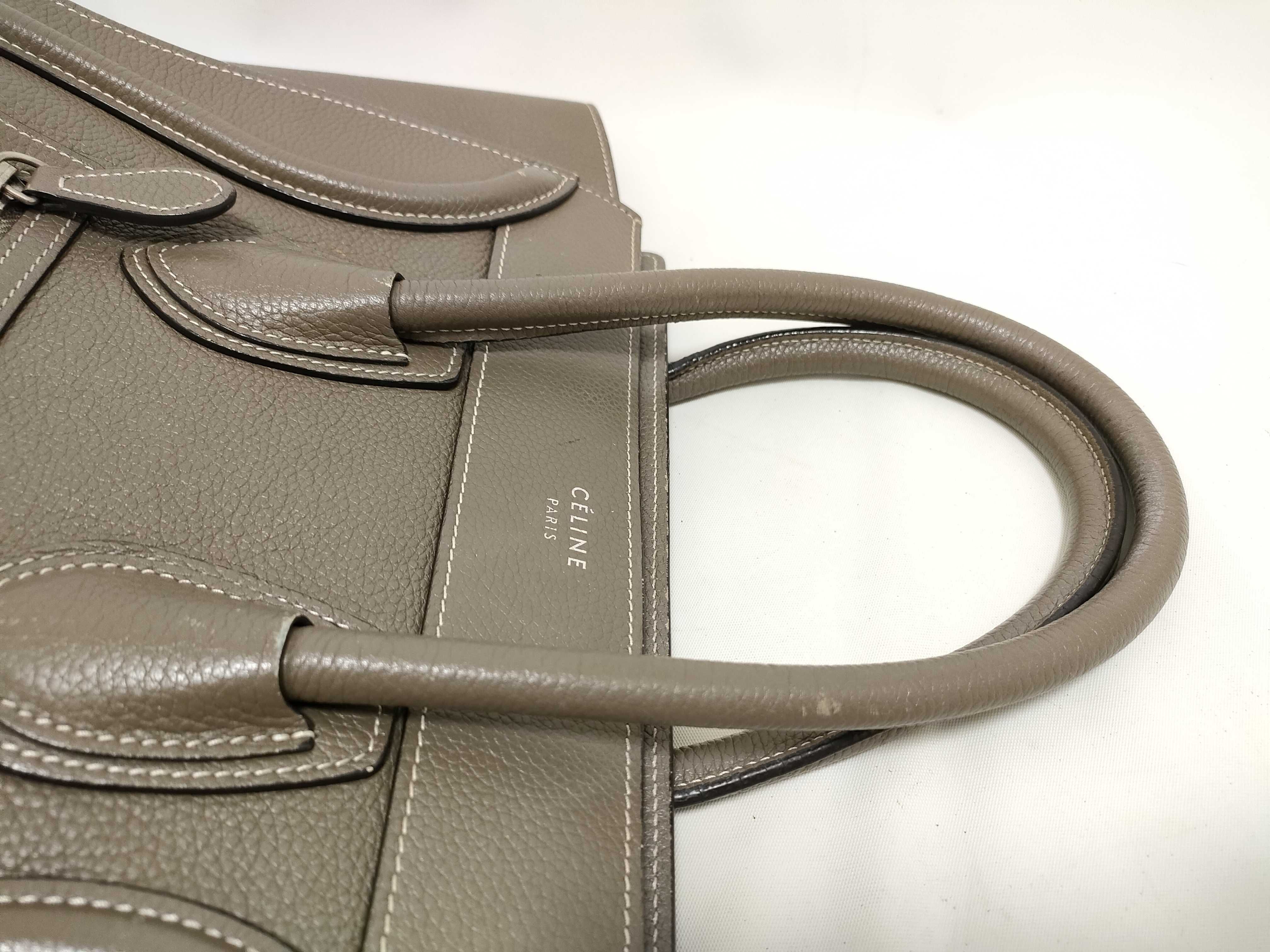 Luggage Micro Shopper Leather Handbag, Greige — view 3