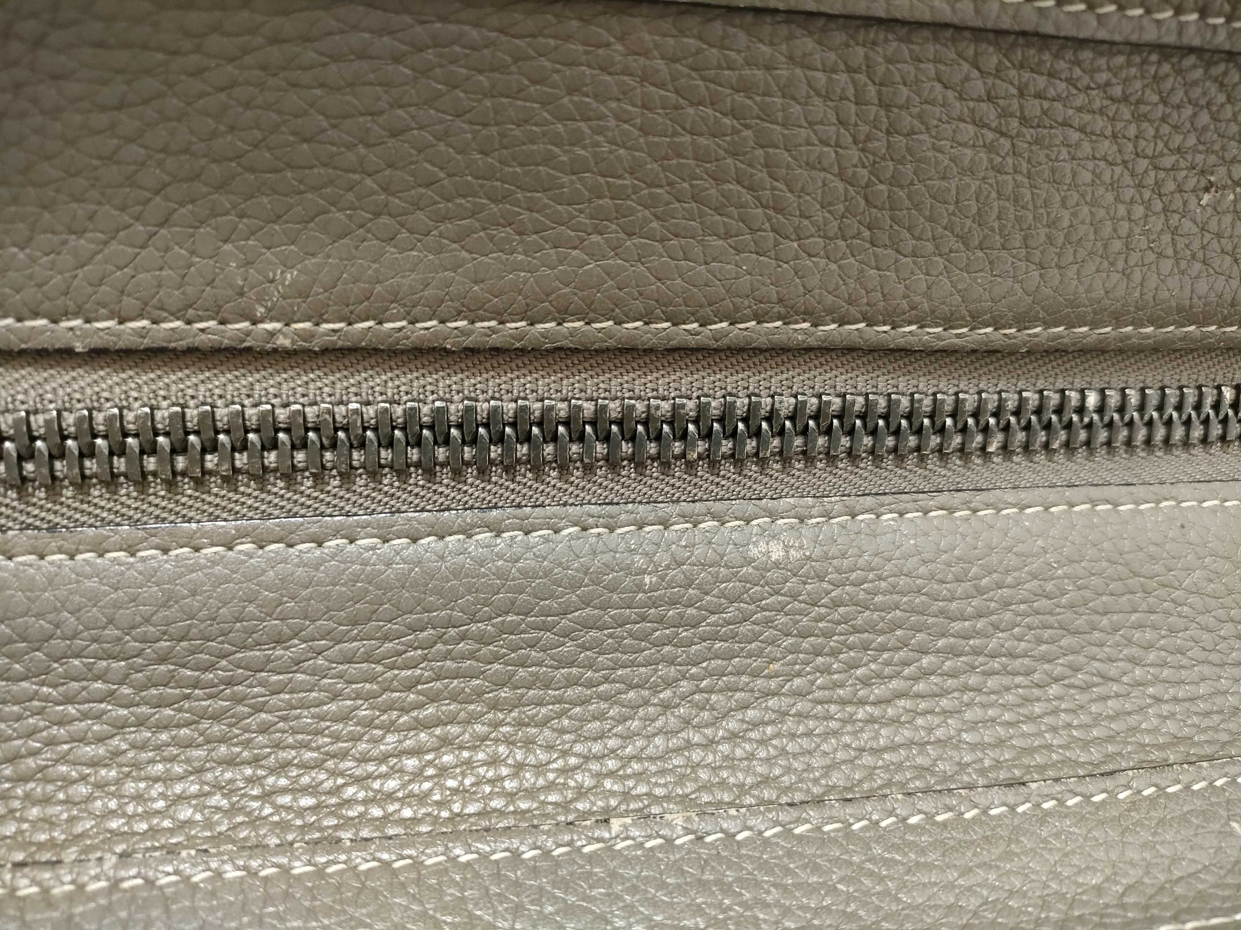 Luggage Micro Shopper Leather Handbag, Greige — view 6