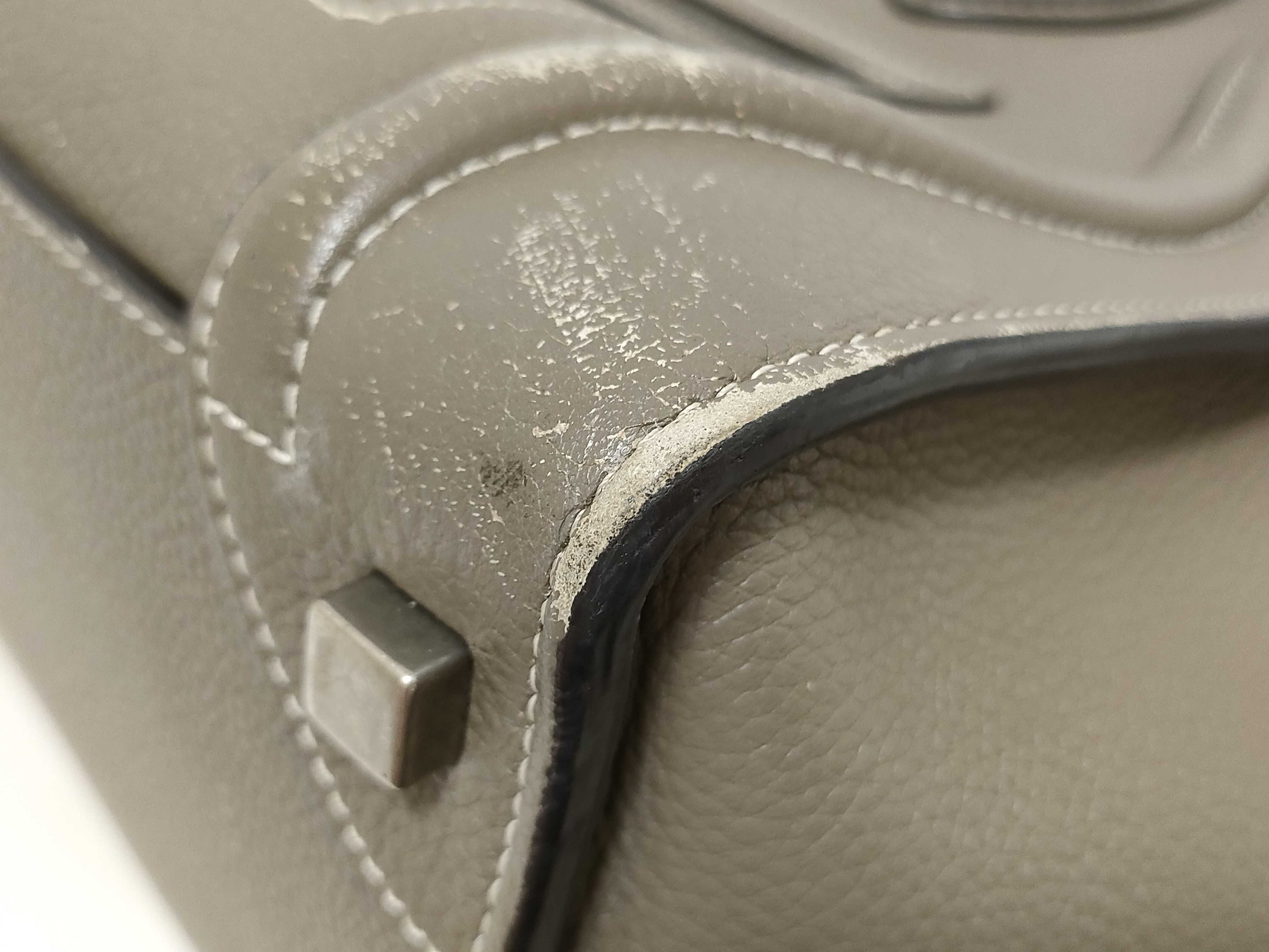 Luggage Micro Shopper Leather Handbag, Greige — view 7