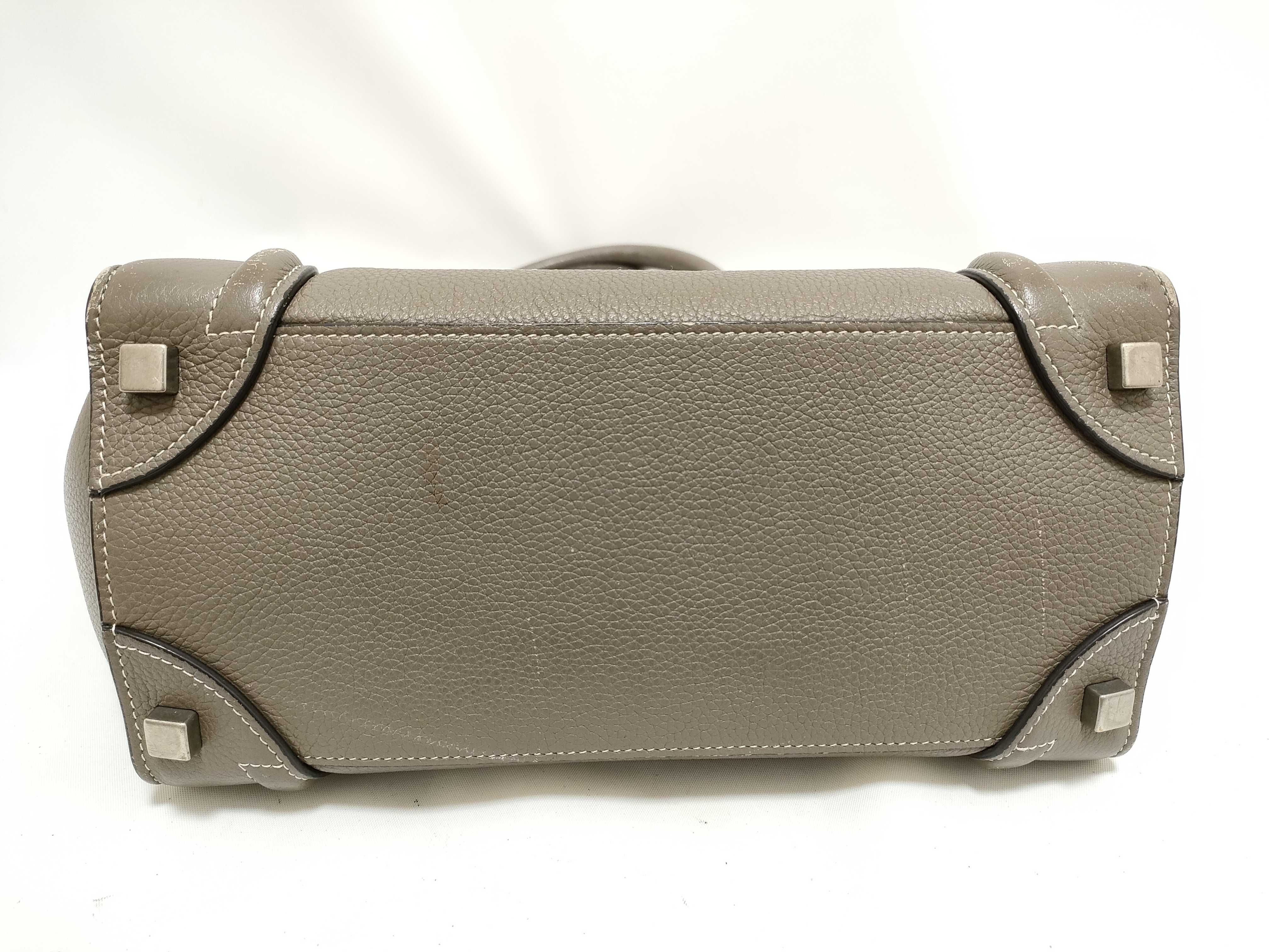 Luggage Micro Shopper Leather Handbag, Greige — view 8