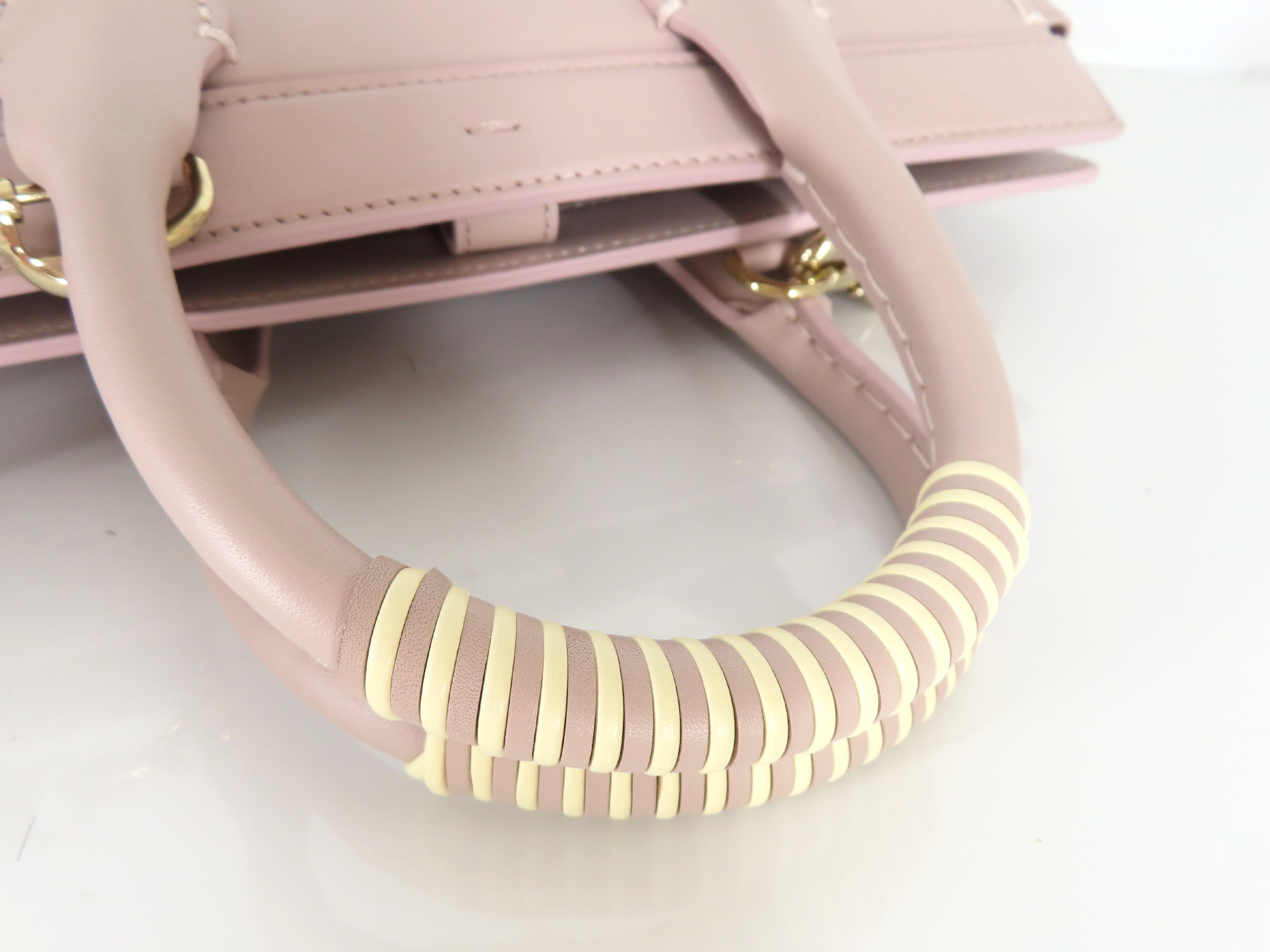 Edith Leather 2-Way Handbag, Pink Gray — view 3