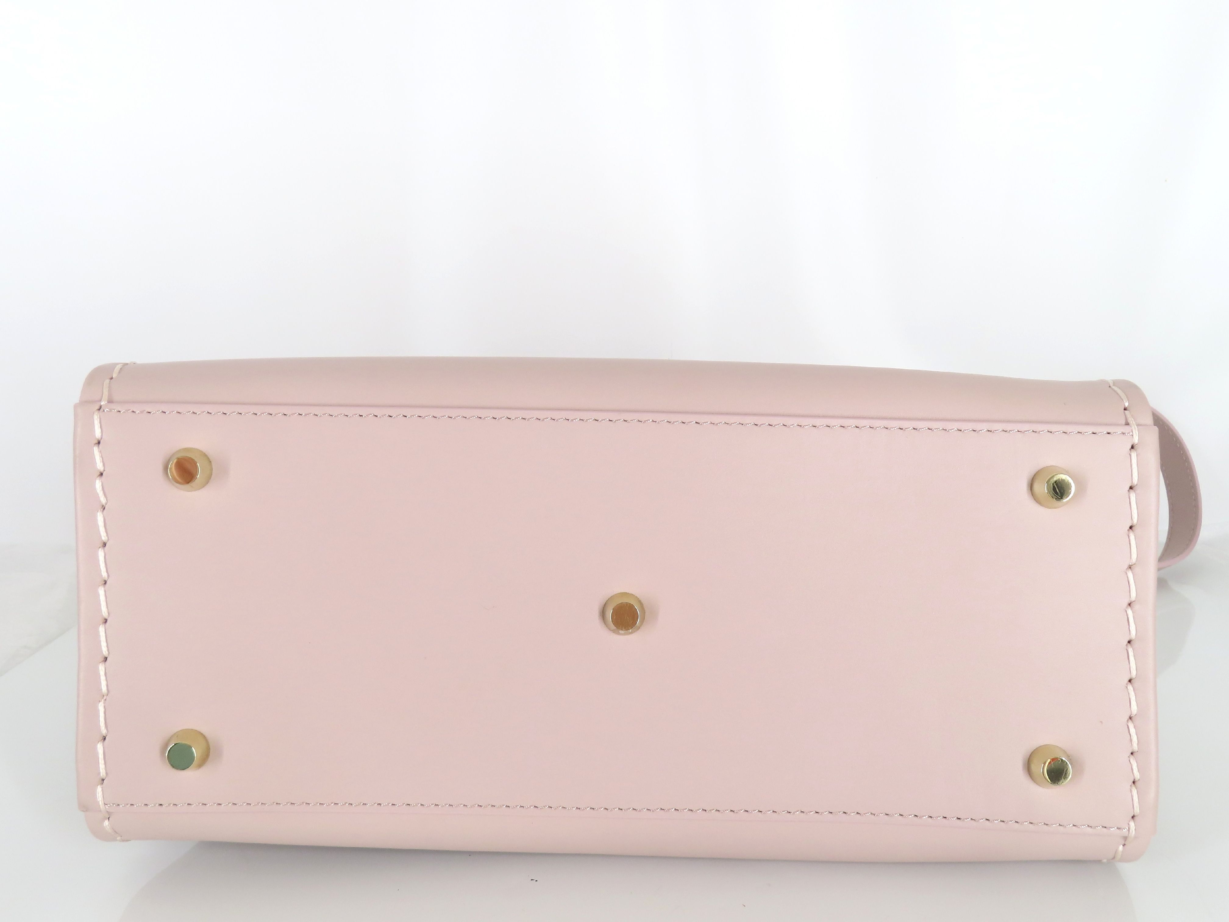 Edith Leather 2-Way Handbag, Pink Gray — view 7