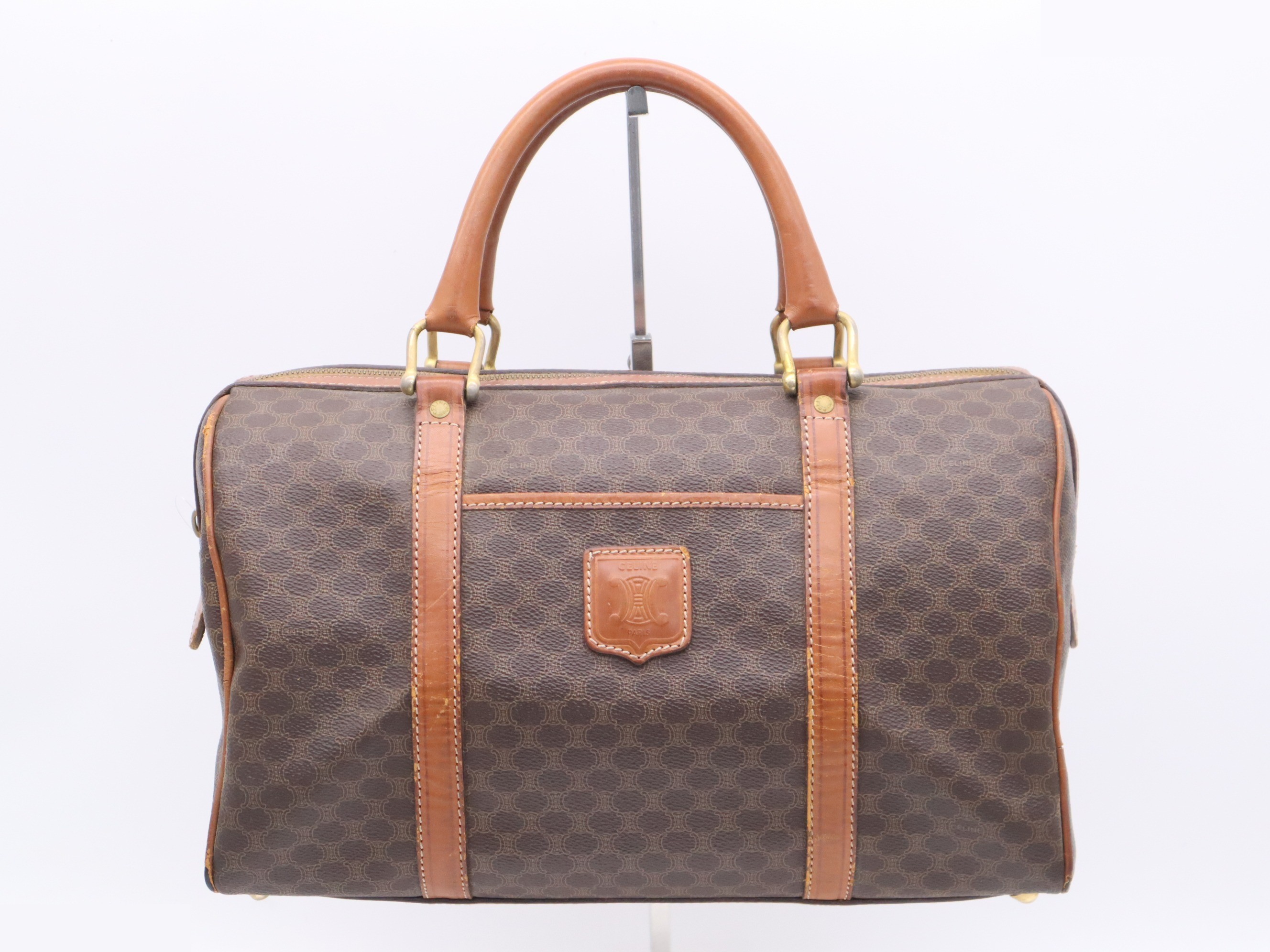 Leather Macadam pattern mini Boston bag