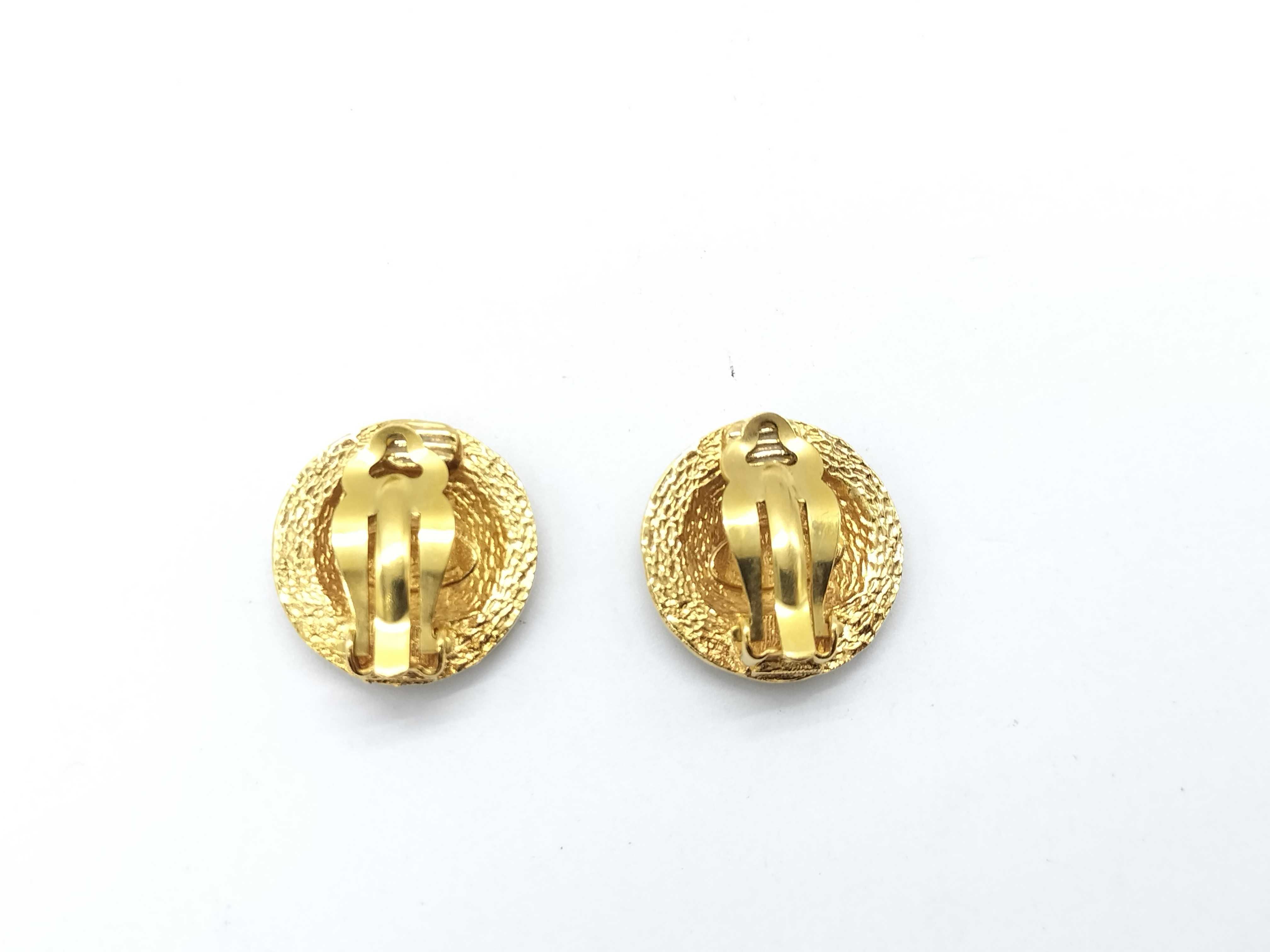 Coco Mark Round Earrings, Gold Vintage Earrings — view 3