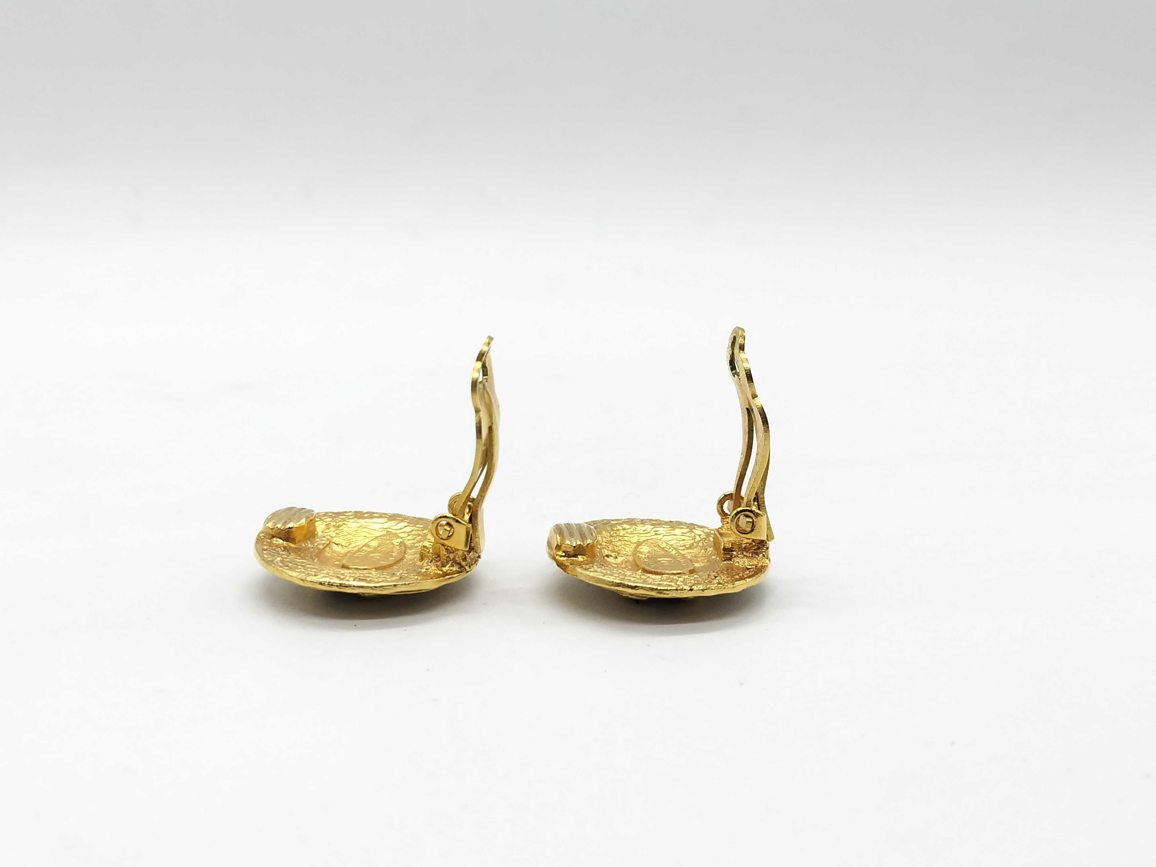 Coco Mark Round Earrings, Gold Vintage Earrings — view 4