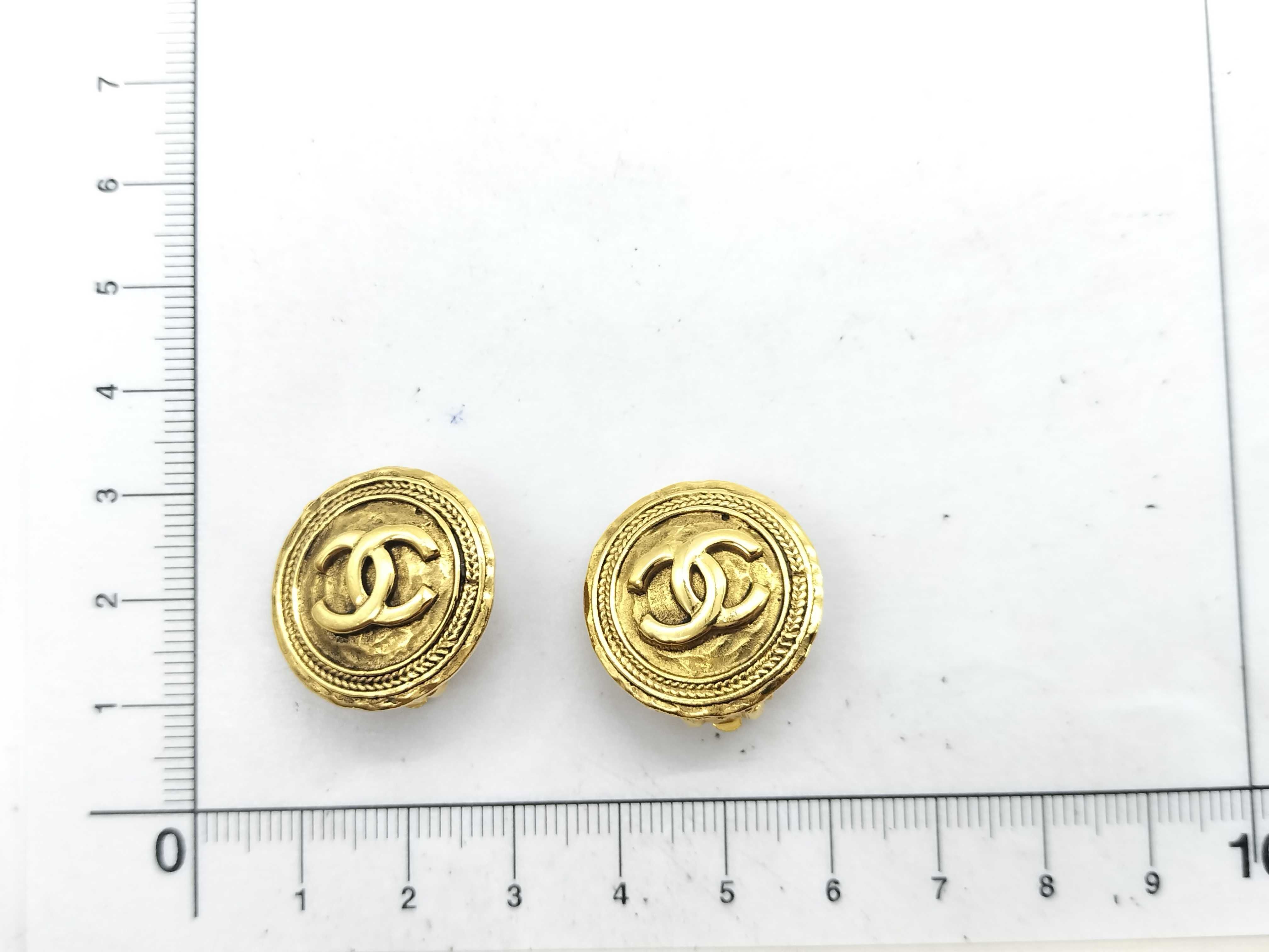 Coco Mark Round Earrings, Gold Vintage Earrings — view 6