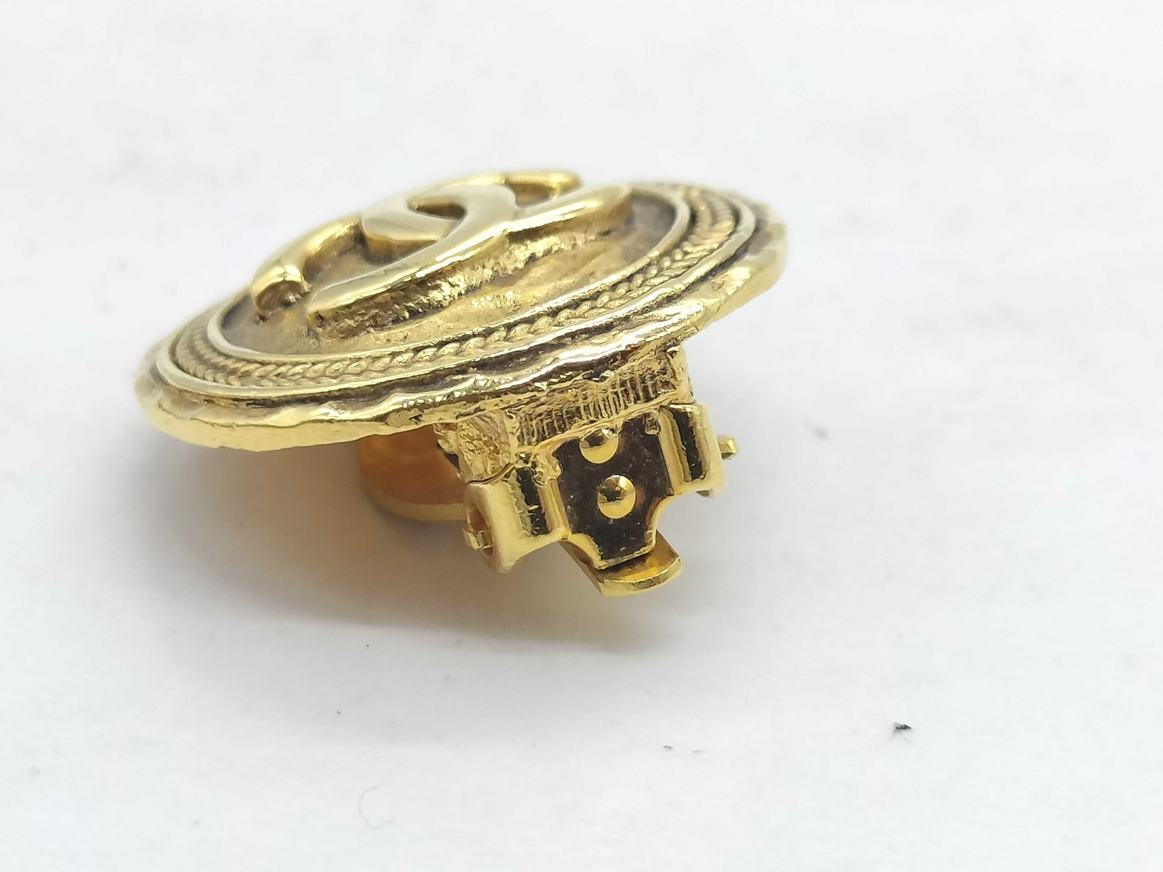 Coco Mark Round Earrings, Gold Vintage Earrings — view 7