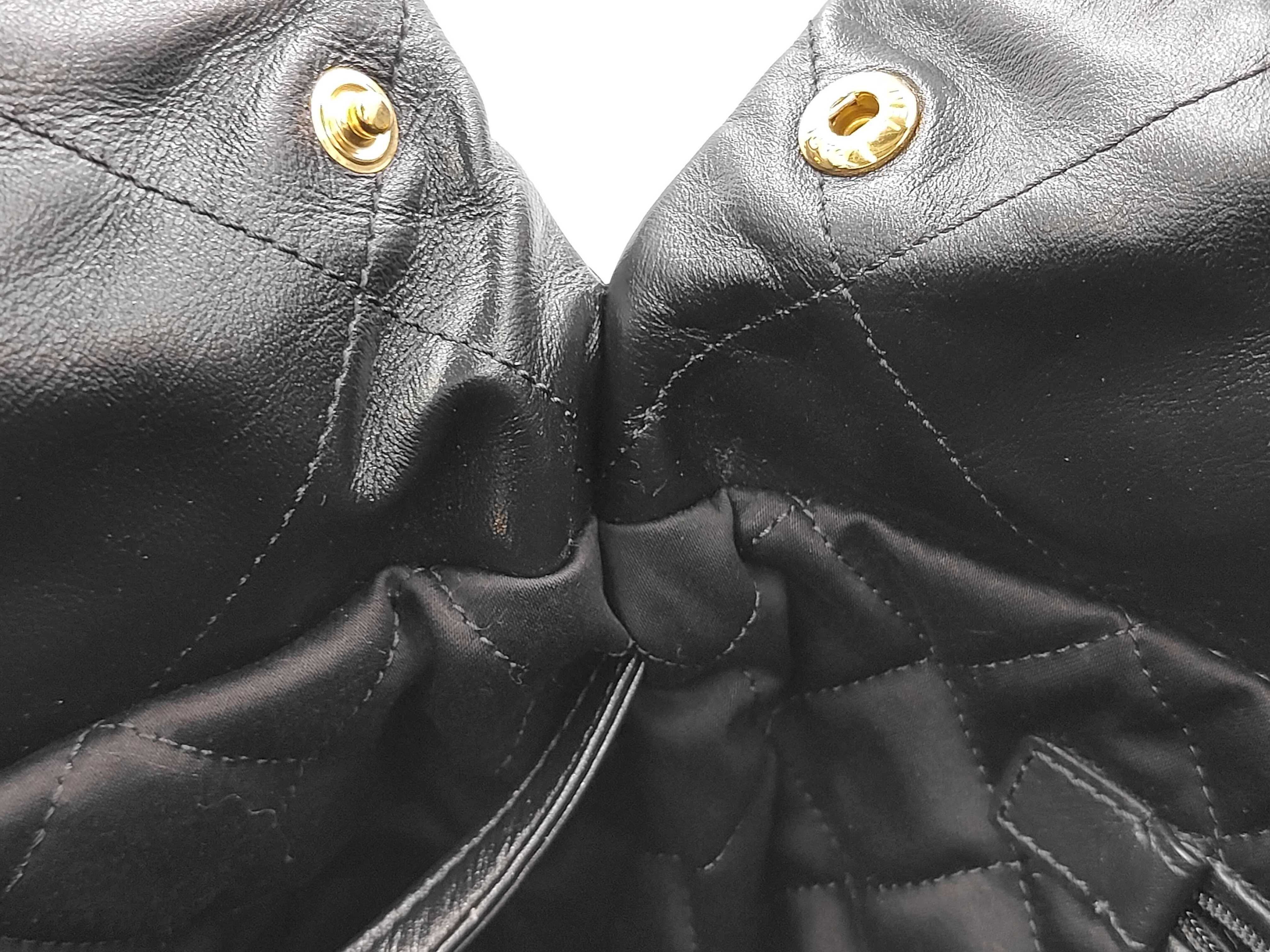 22 Shiny Calfskin Chain Shoulder Bag with Gold Hardware and Pouch, Serial Number Plate, AS3260, Black Bag — view 8