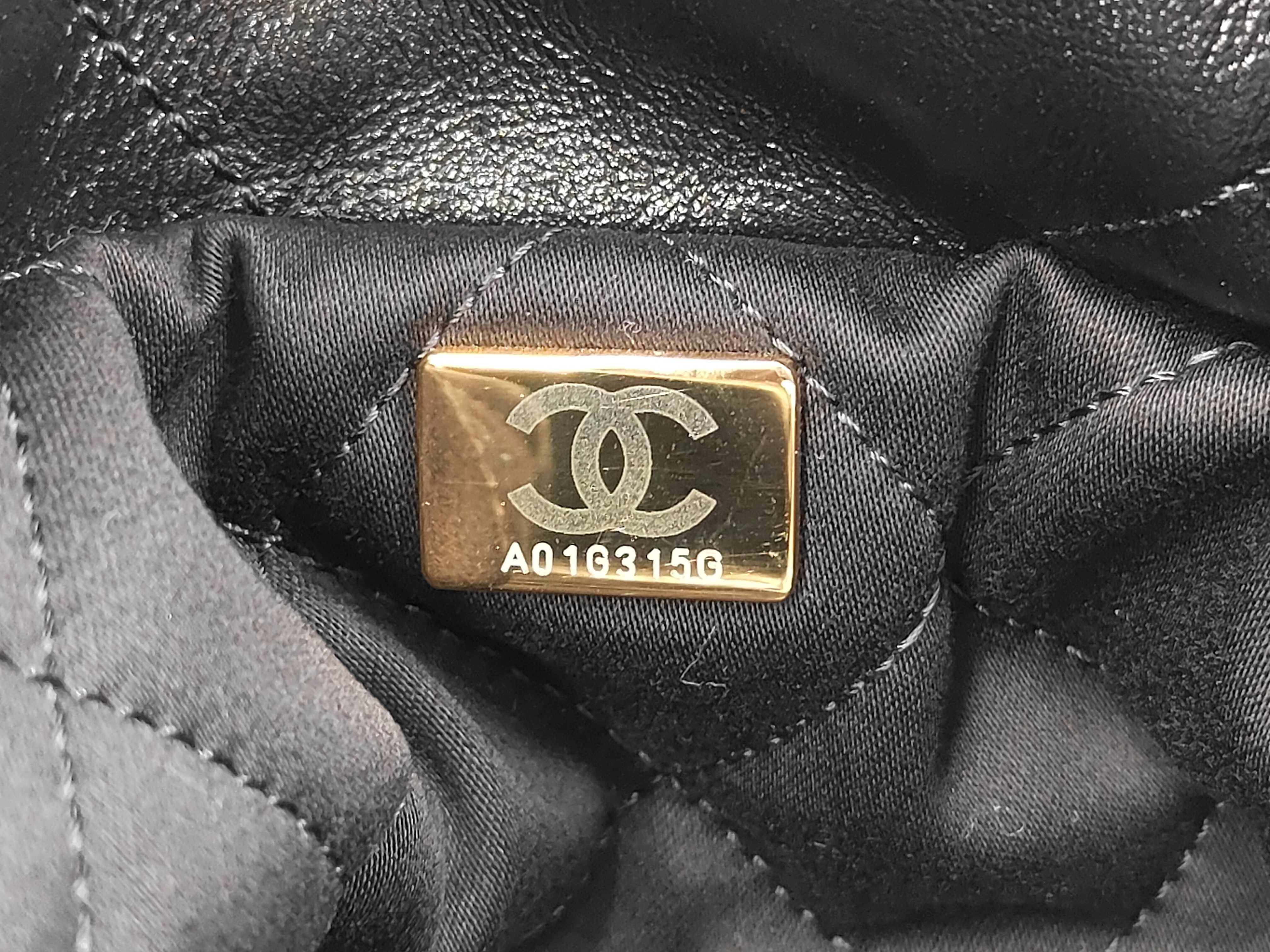 22 Shiny Calfskin Chain Shoulder Bag with Gold Hardware and Pouch, Serial Number Plate, AS3260, Black Bag — view 10