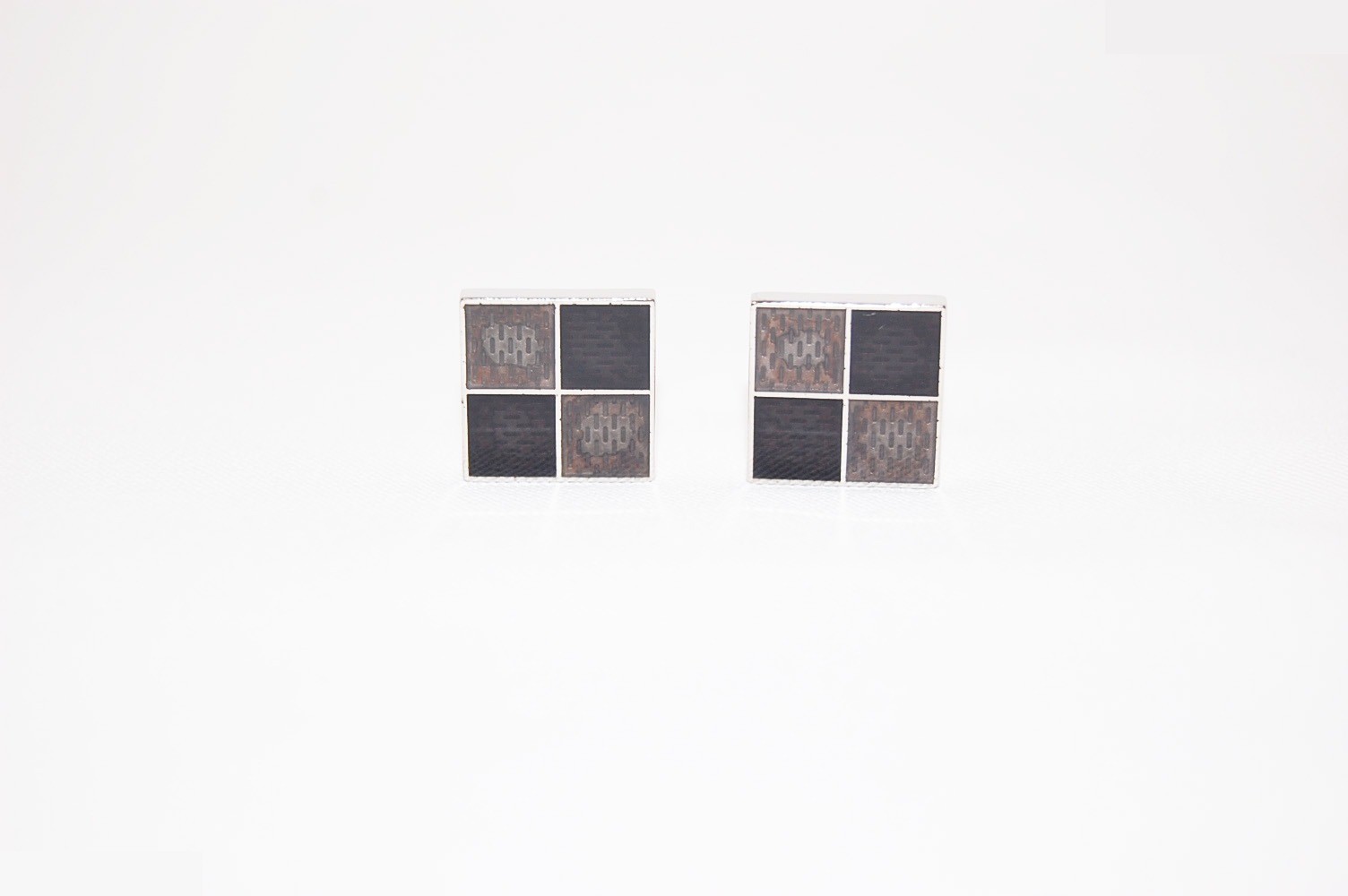 Damier (precious metal) cufflinks and tie clip, 925 sterling silver / 14.6g — view 2