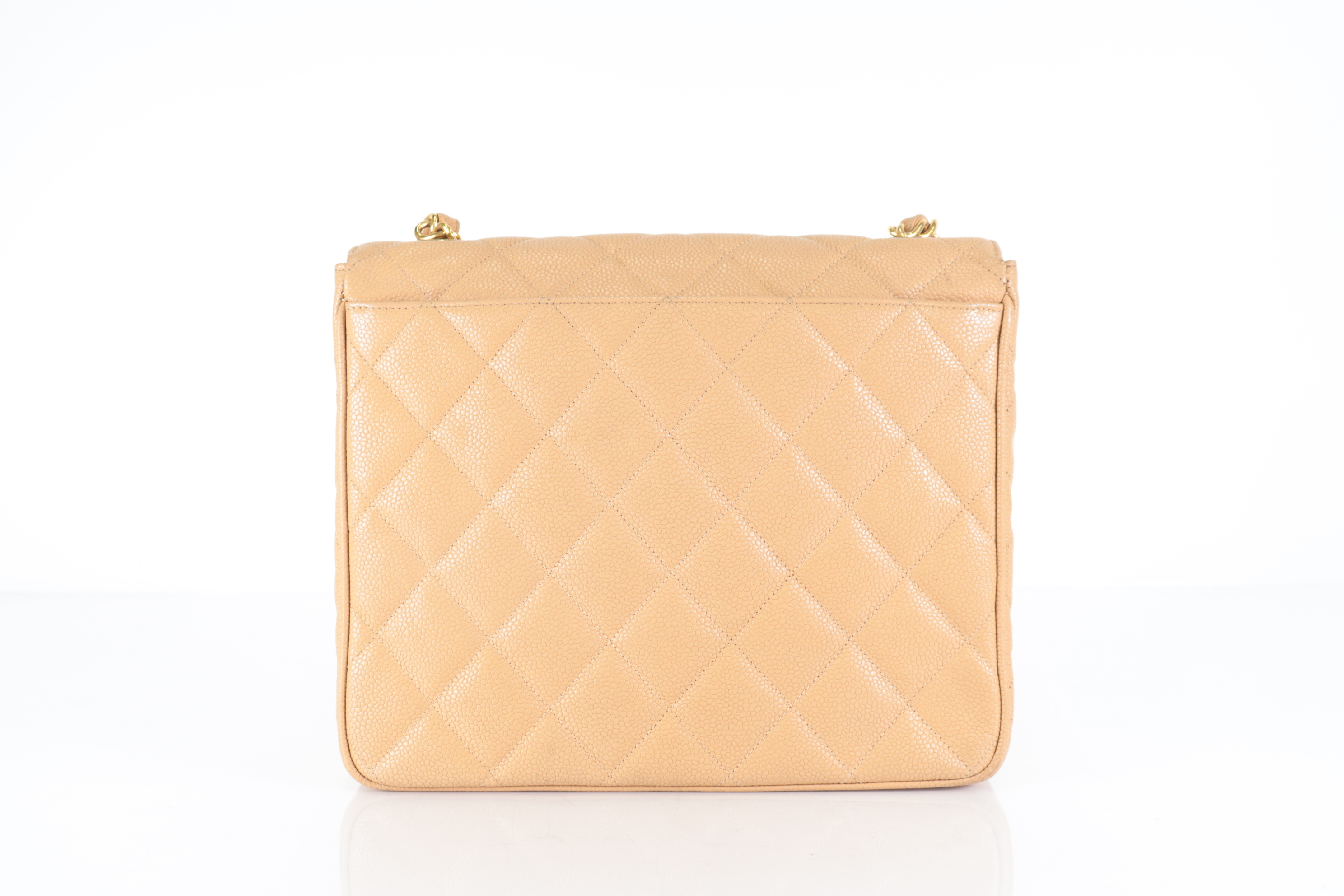 Large Coco Caviar Chain Shoulder Bag, Beige, Series 3 — view 2