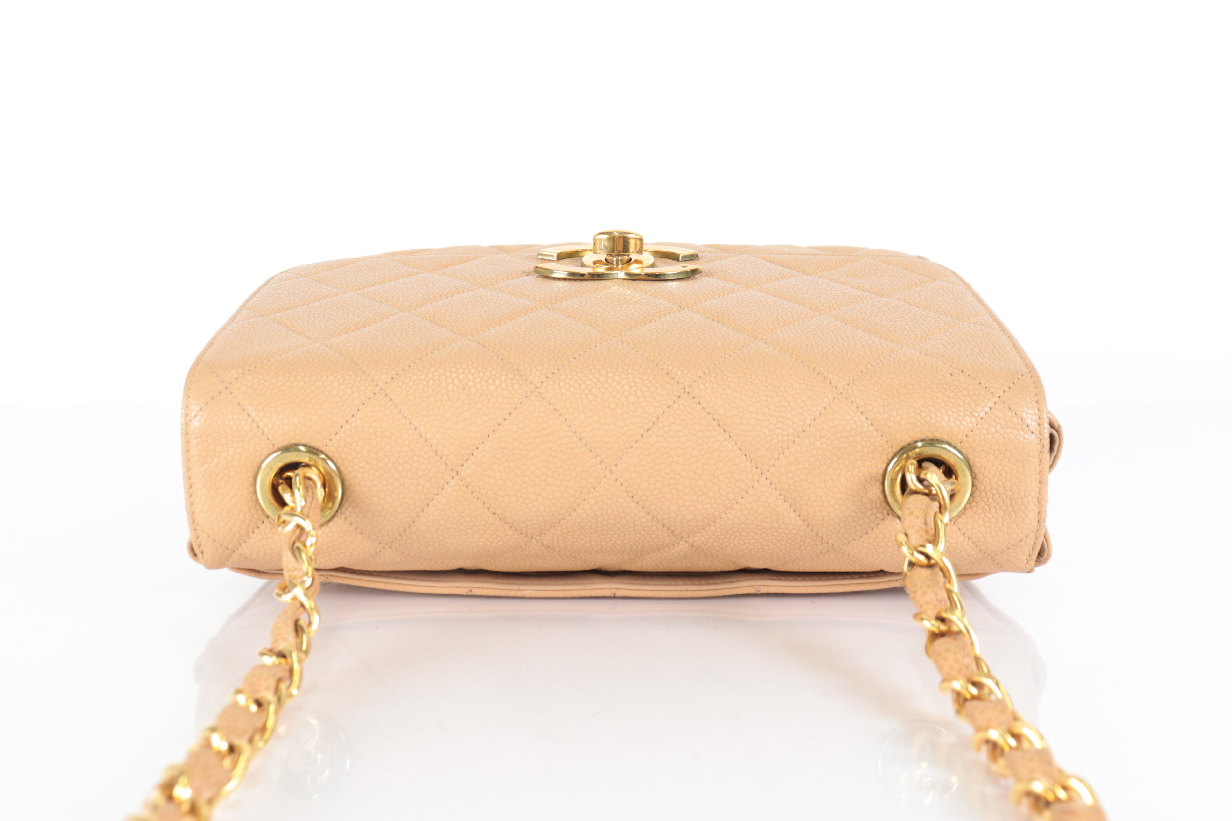 Large Coco Caviar Chain Shoulder Bag, Beige, Series 3 — view 5