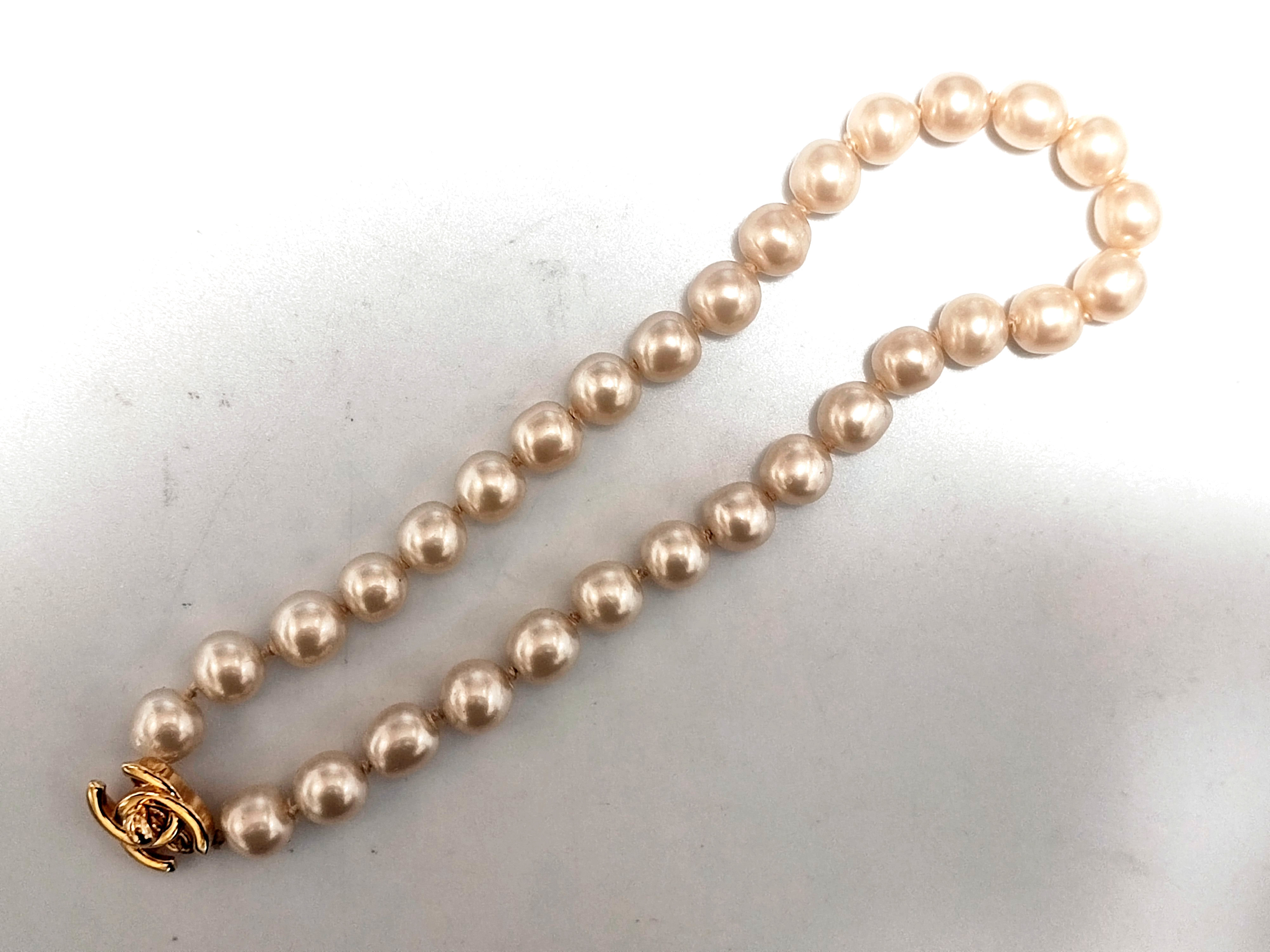 Coco Mark Turnlock 96P Faux Pearl Necklace — view 4