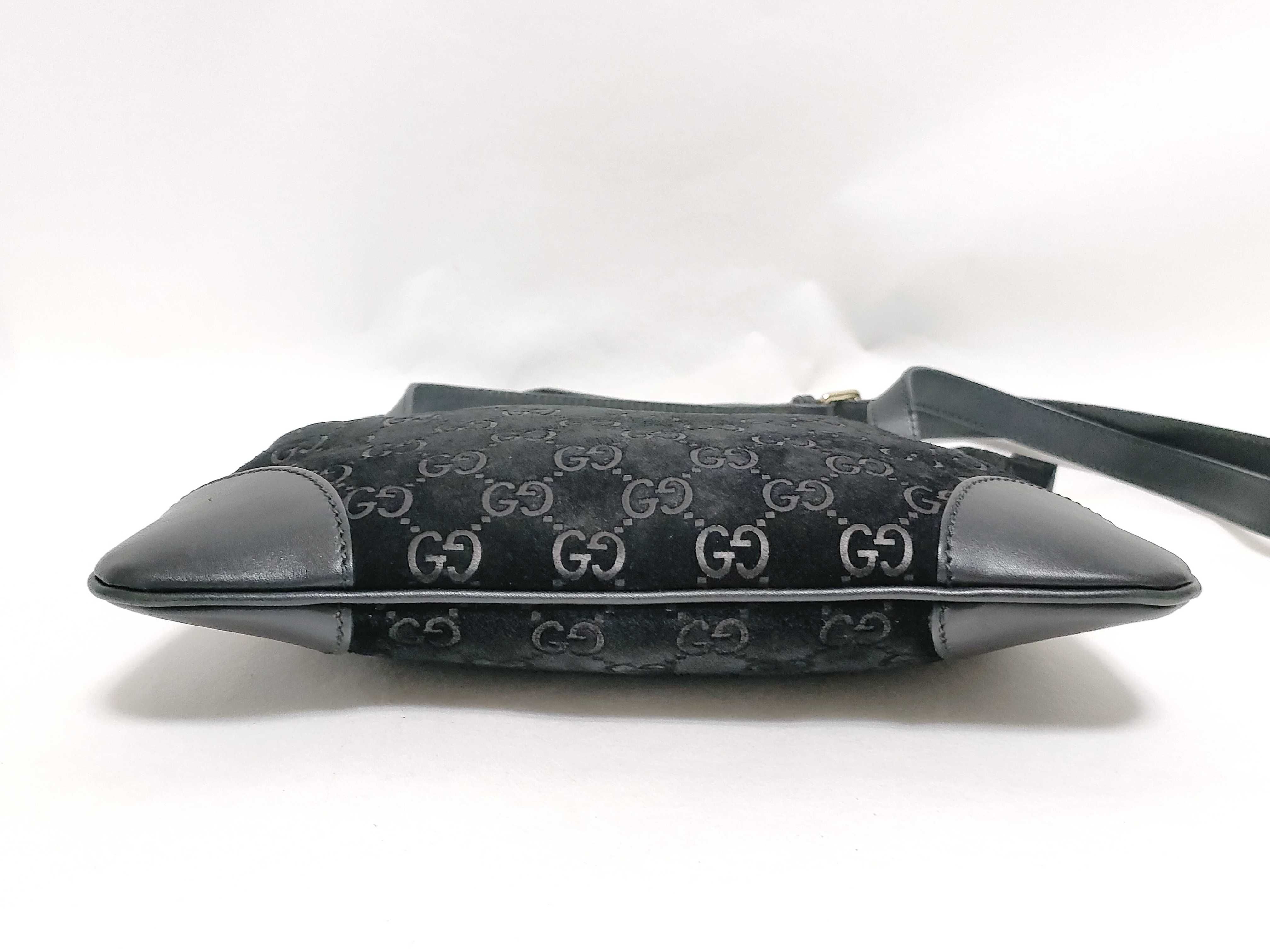 Guccissima Suede Shoulder Bag, Black — view 8